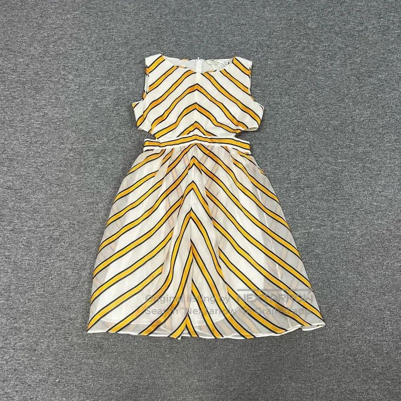 Fendi Fendi Yellow and White Striped High Waist Silk Sleeveless Size M / US 6-8 / IT 42-44 - 1 Thumbnail