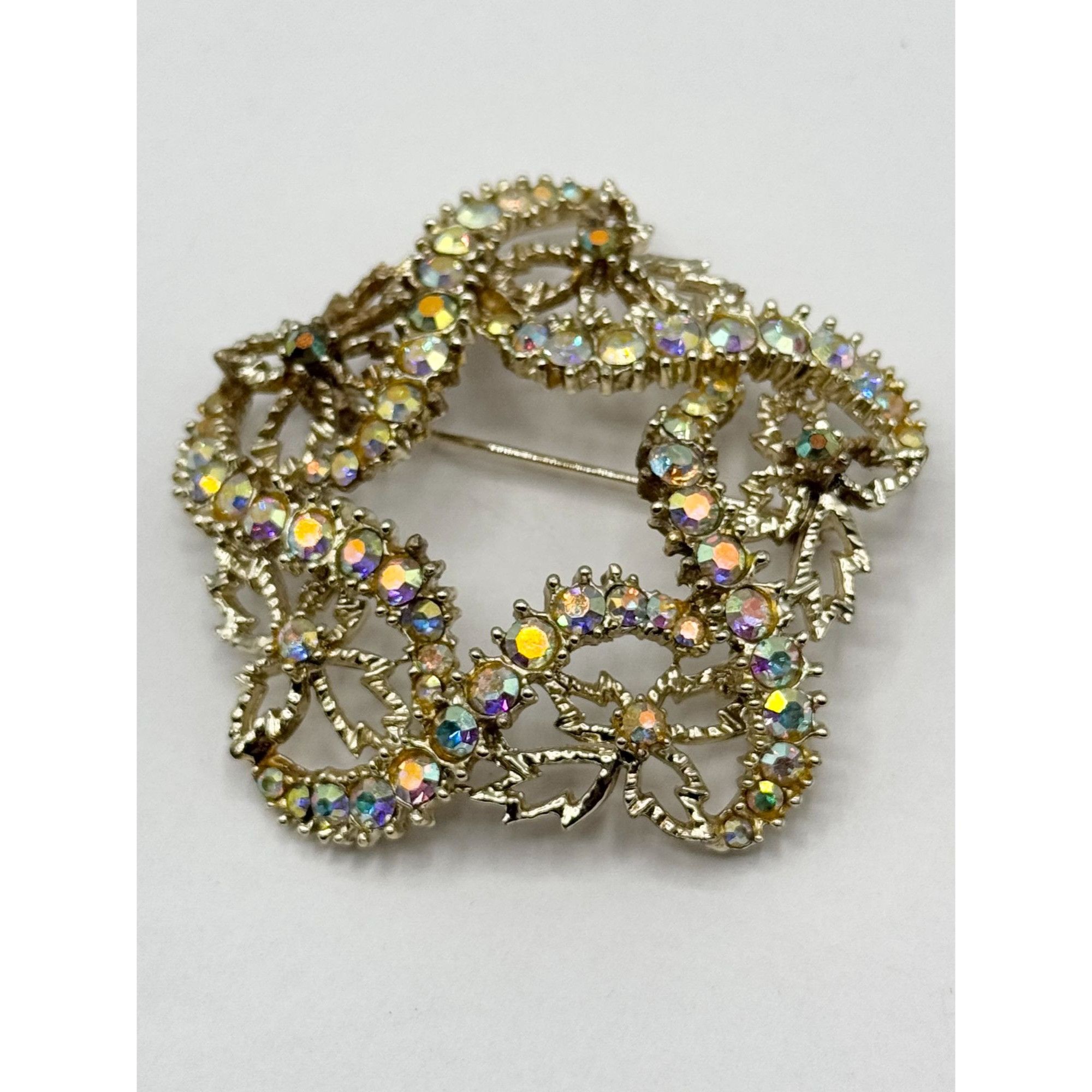 Vintage Vintage AB rhinestone floral brooch pin Size ONE SIZE - 3 Thumbnail