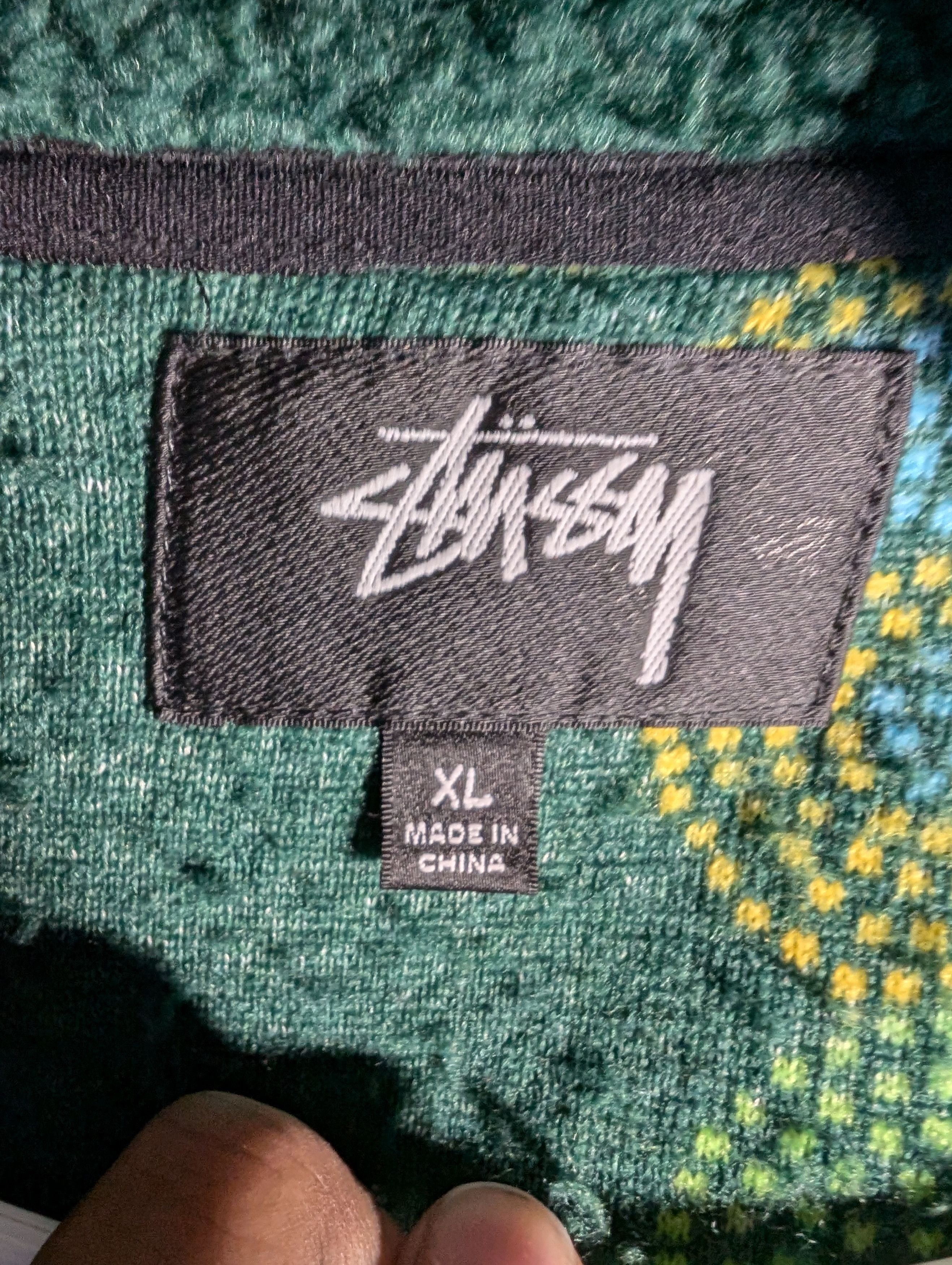 Stussy Stussy Floral Mock Neck Sherpa Fleece Jacket - Green XL Size US XL / EU 56 / 4 - 4 Thumbnail