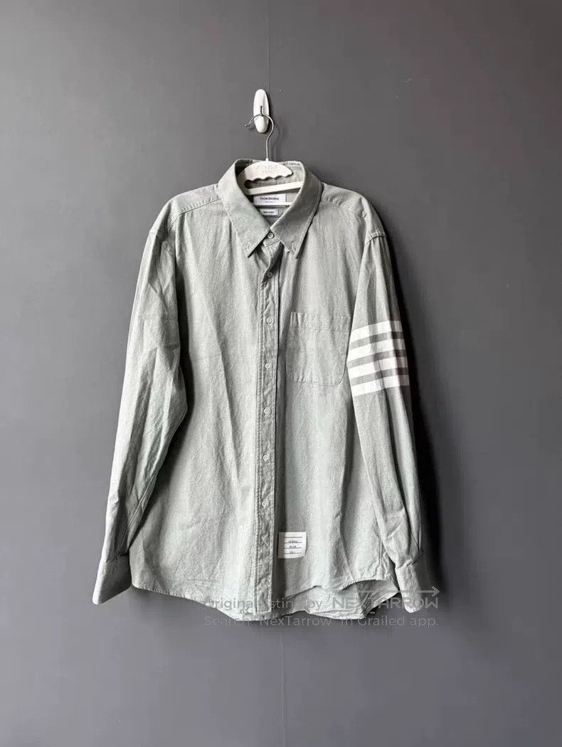 Thom Browne Thom Browne Gray and green collared shirt Size US XXL / EU 58 / 5 - 1 Thumbnail