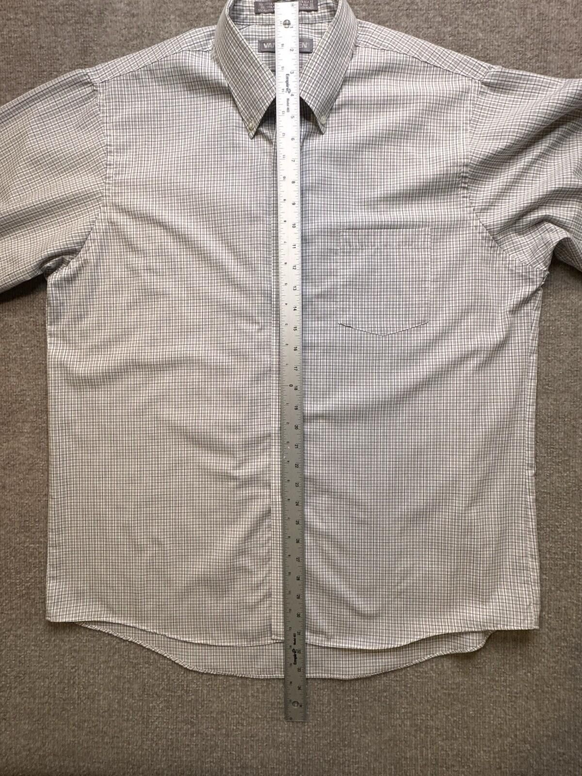 Van Heusen Van Heusen Men's 17.5, 36/37 Tan Plaid Button Down [734] Size 44R - 8 Thumbnail