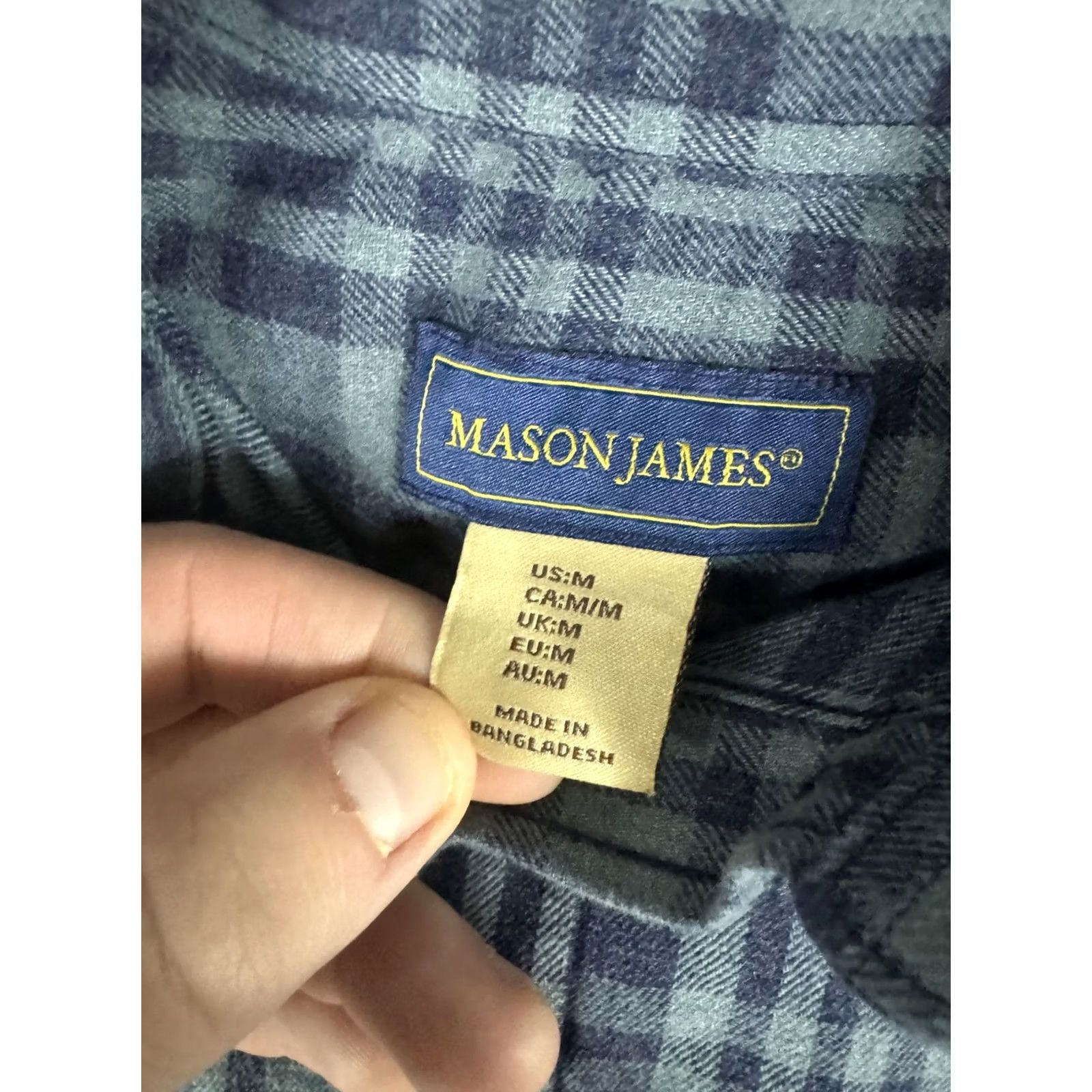 Vintage Mason James Shirt Mens Medium Blue Plaid Flannel Button Front Long Sleeve Size US M / EU 48-50 / 2 - 6 Thumbnail