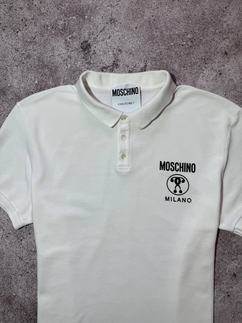 Moschino Moschino Couture Milano White Cotton Polo T-Shirt Luxury Size US L / EU 52-54 / 3 - 2 Thumbnail