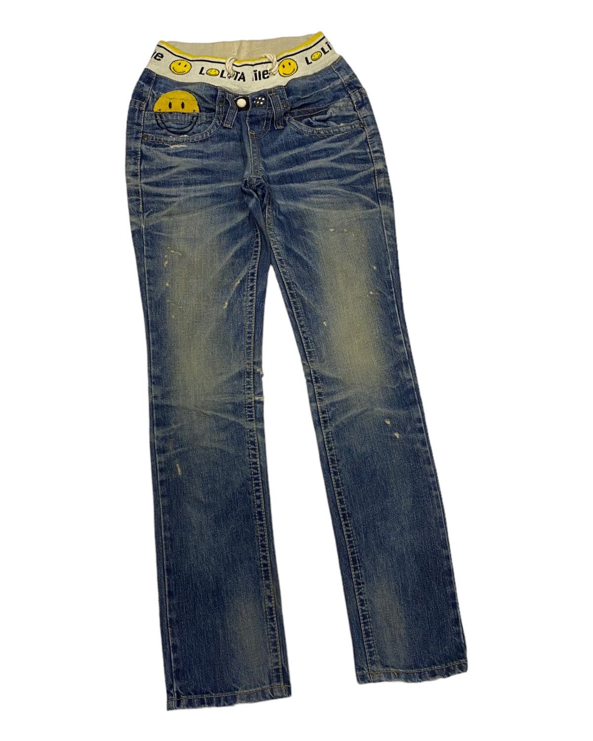 Kapital 🔥LOLITA SMILE WAISTBAND DISTRESS DENIM JEANS KAPITAL SMILE Size 27" / US 4 / IT 40 - 5 Thumbnail