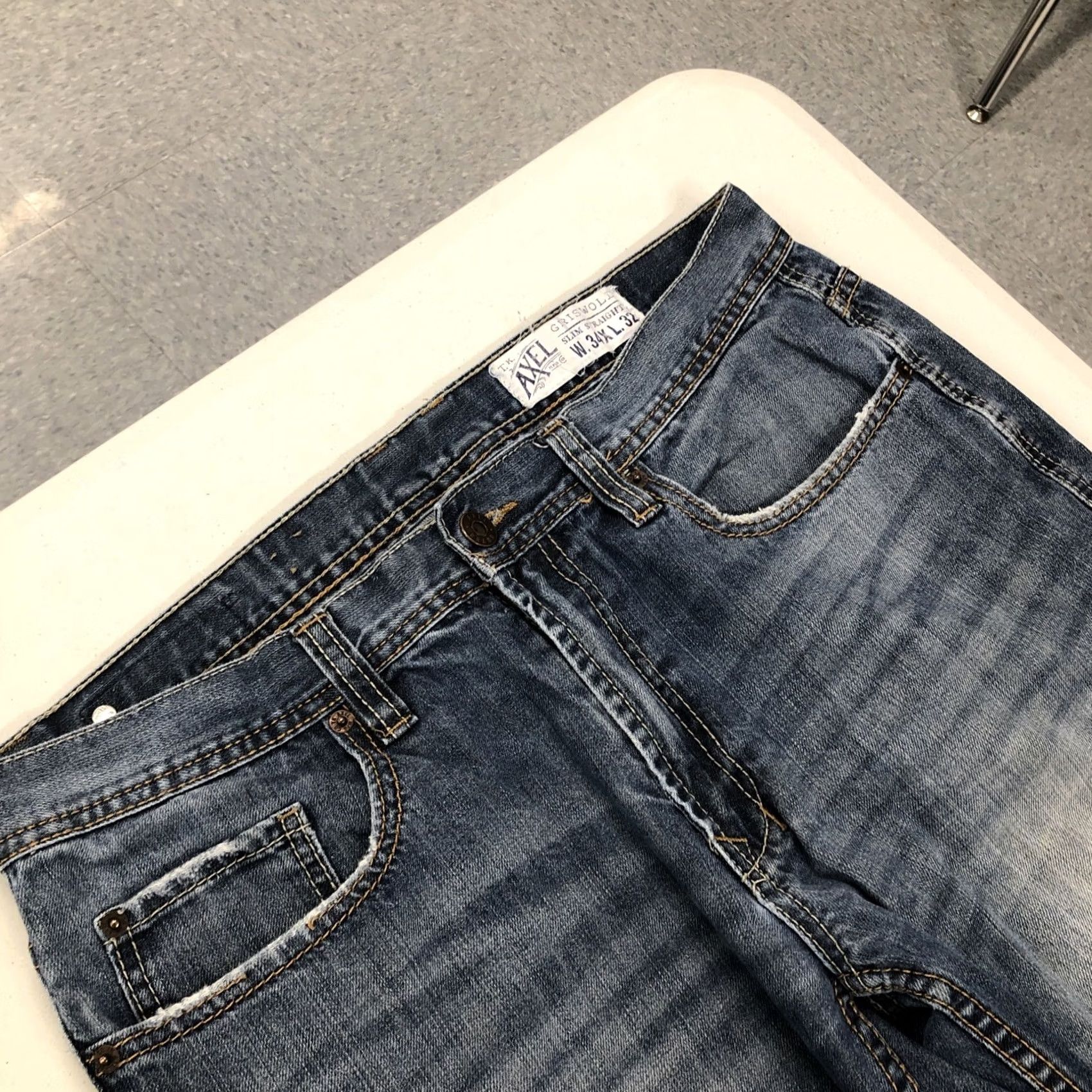 Denime Axel Mens Griswold Slim Straight Leg Denim Jeans Med Wash Size 36x31 Size US 36 / EU 52 - 2 Thumbnail