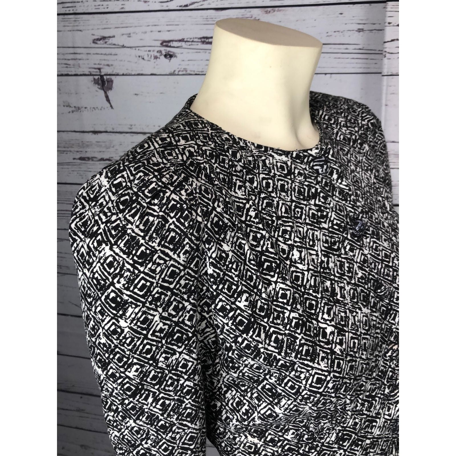 Vintage VTG Karin Stevens black & white patterned pleated dress 4 p Size S / US 4 / IT 40 - 9 Thumbnail