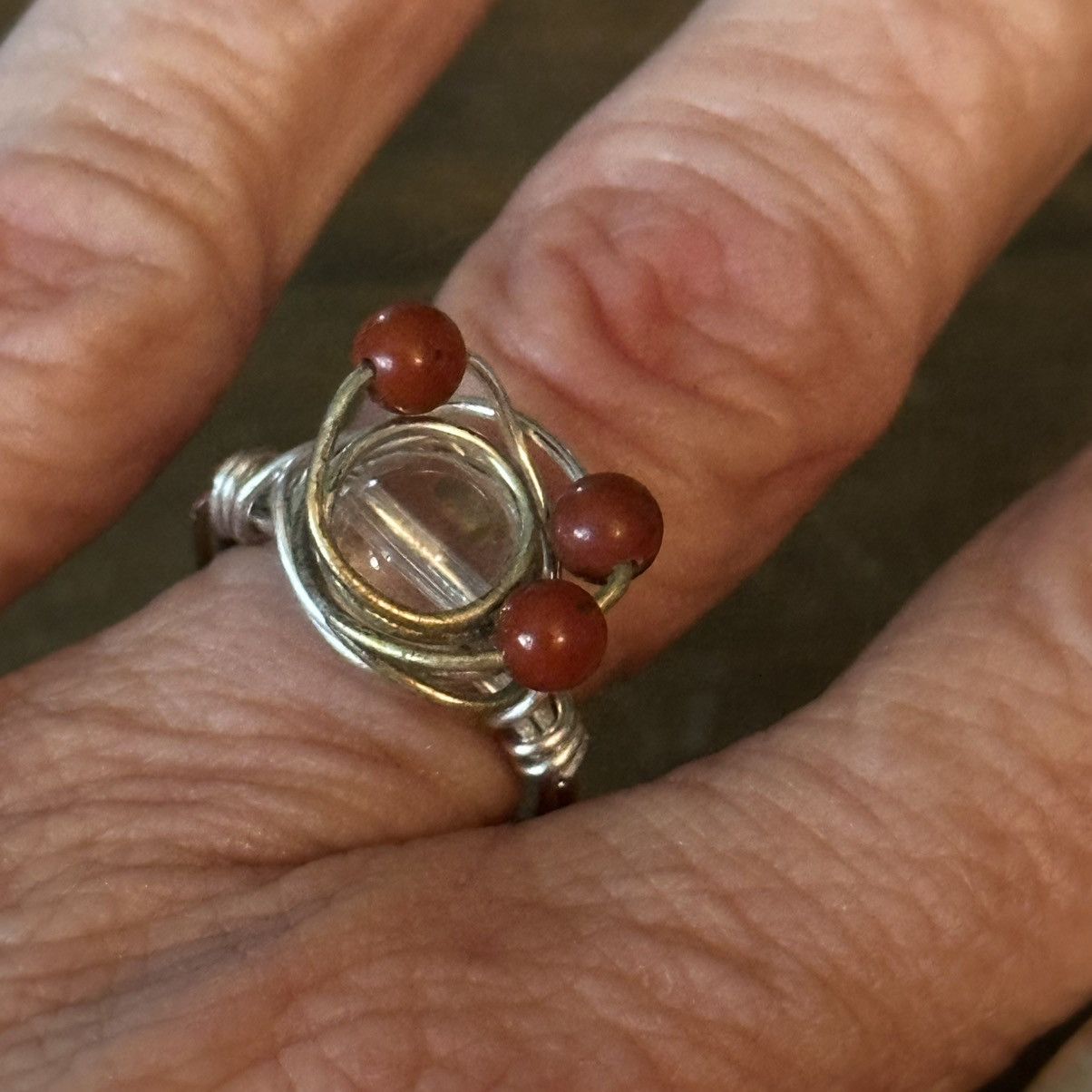 Other Silver tone wire wrapped clear bead ring Size ONE SIZE - 4 Thumbnail
