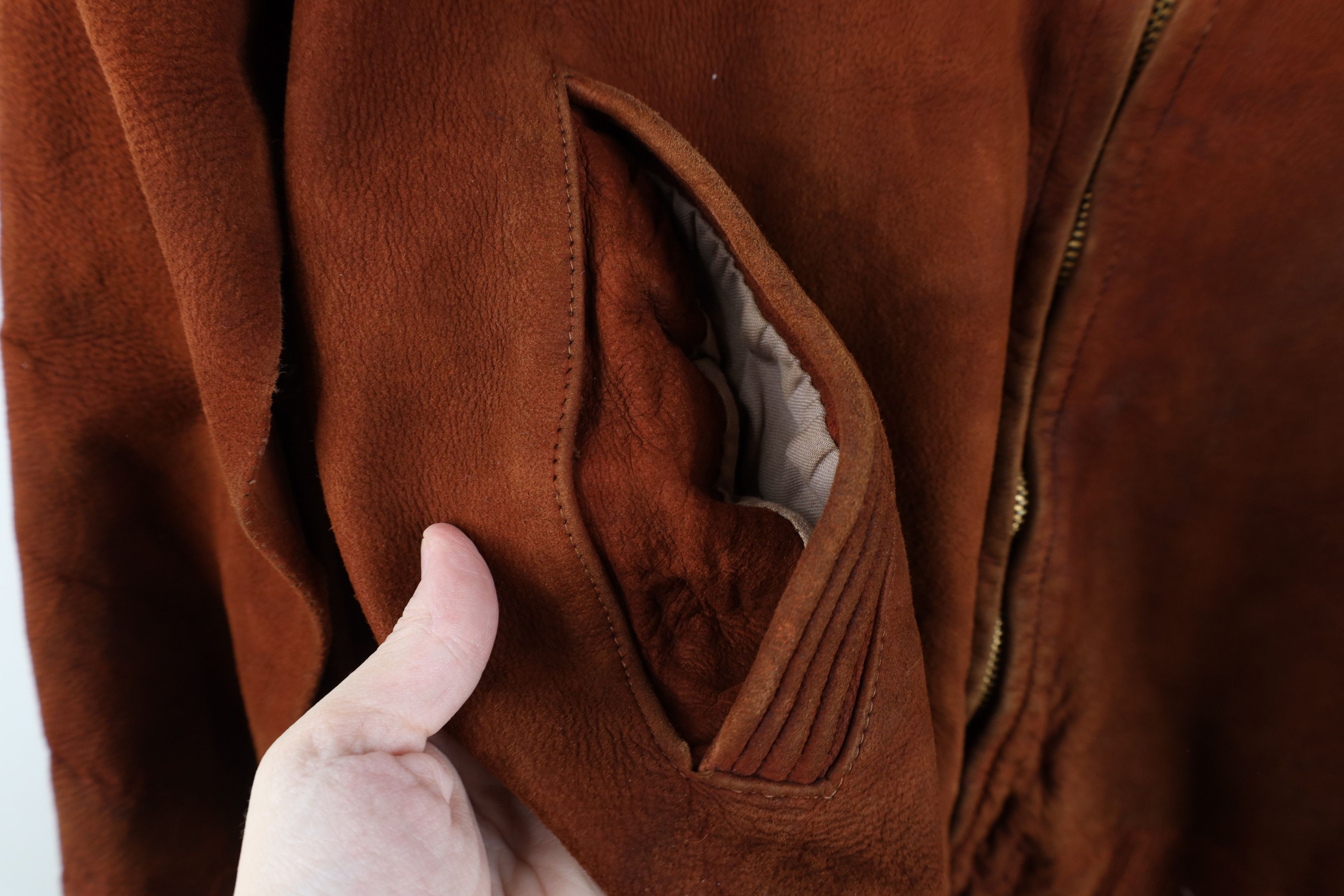 Vintage AS IS Vintage 50s Leather Bomber Jacket Burnt Orange USA Size US XXL / EU 58 / 5 - 9 Thumbnail