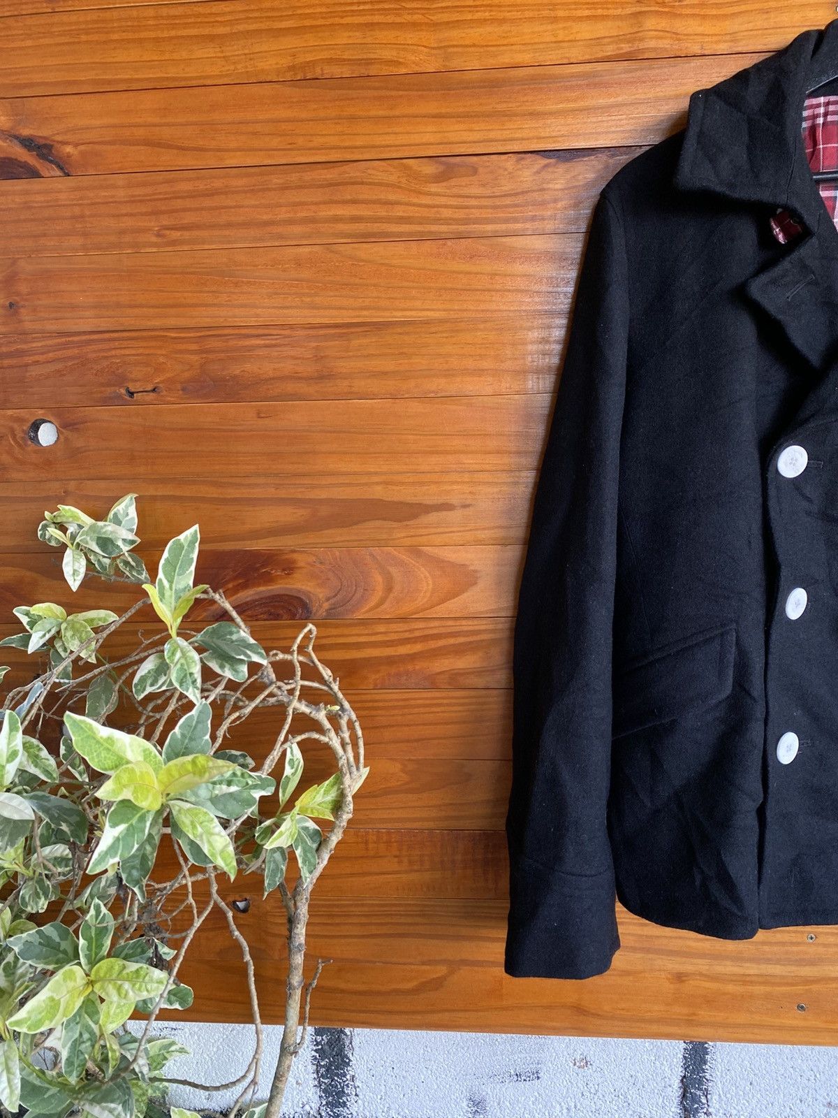 Japanese Brand Vintage Palms and Labske Black Wool Peacoat Plaid Lining Size US M / EU 48-50 / 2 - 6 Thumbnail