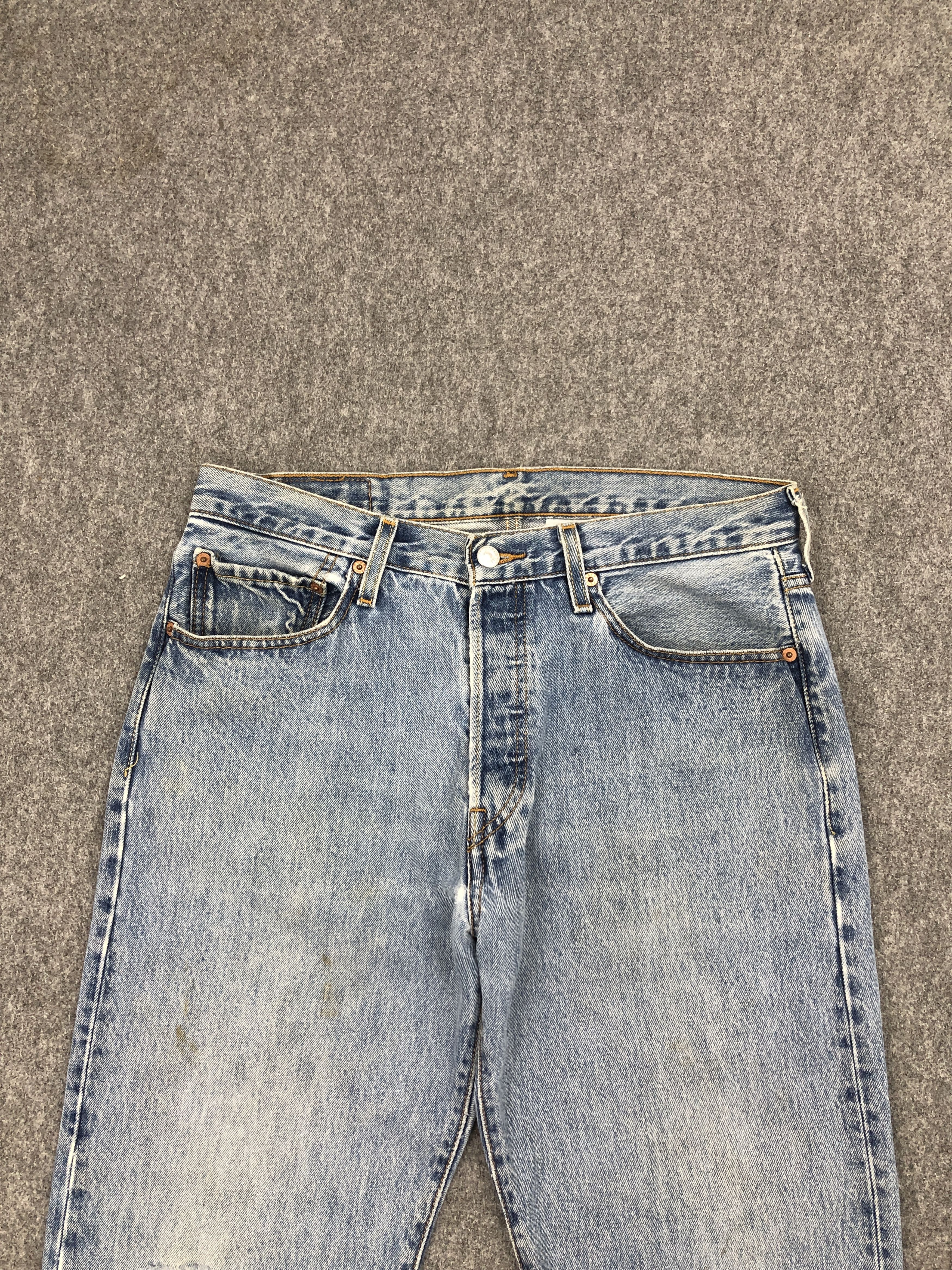 Levi's × Vintage Vintage 90s Levi's 501 Distressed Blue Jeans Size US 31 - 2 Thumbnail