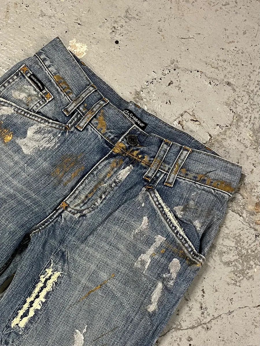 Designer × Dolce & Gabbana × Vintage AW2005 Dolce & Gabbana Painted Blue Denim Jeans Size US 30 / EU 46 - 7 Thumbnail