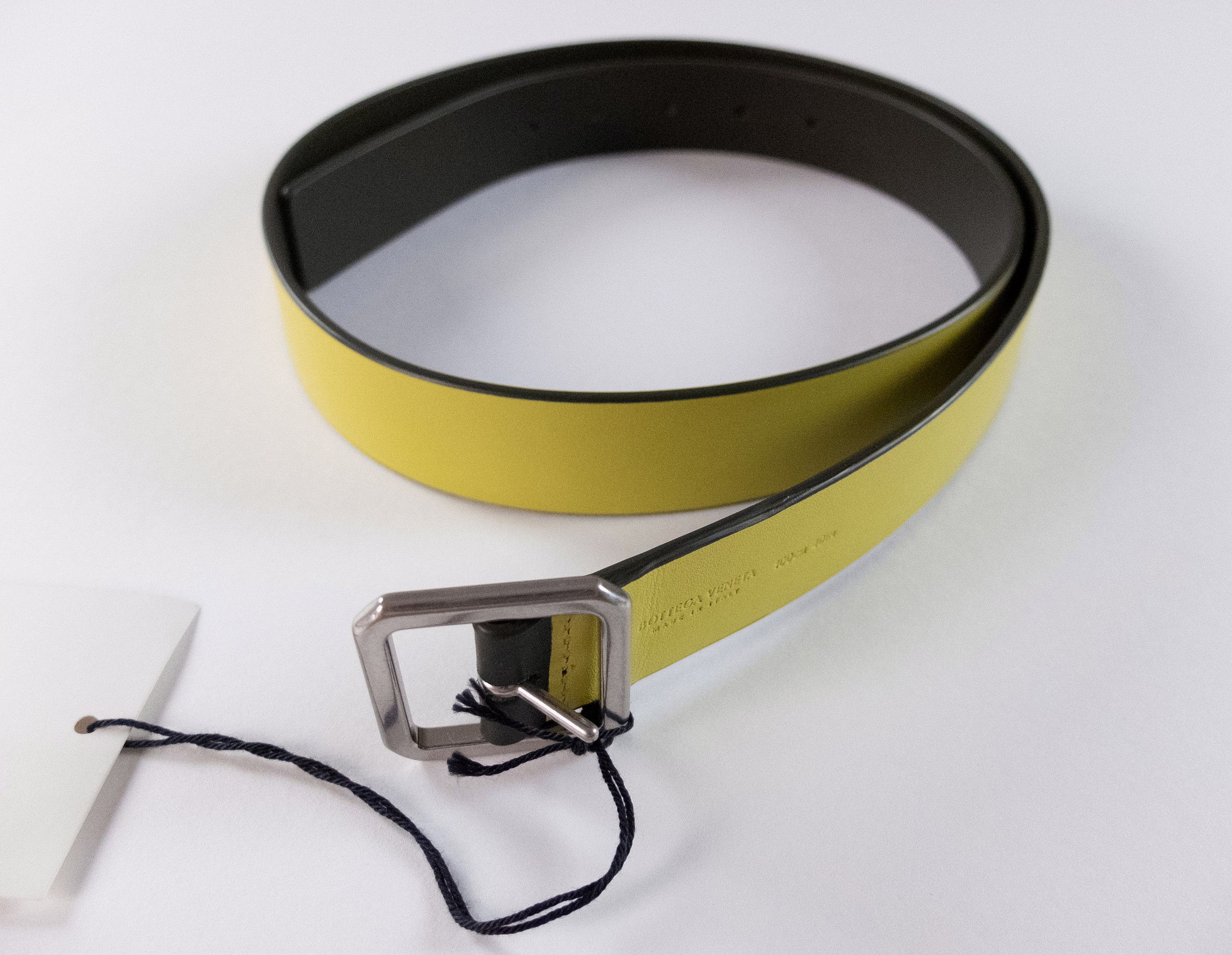 Bottega Veneta BOTTEGA VENETA dark green & kiwi reversible leather belt 100 Size 40 - 2 Thumbnail