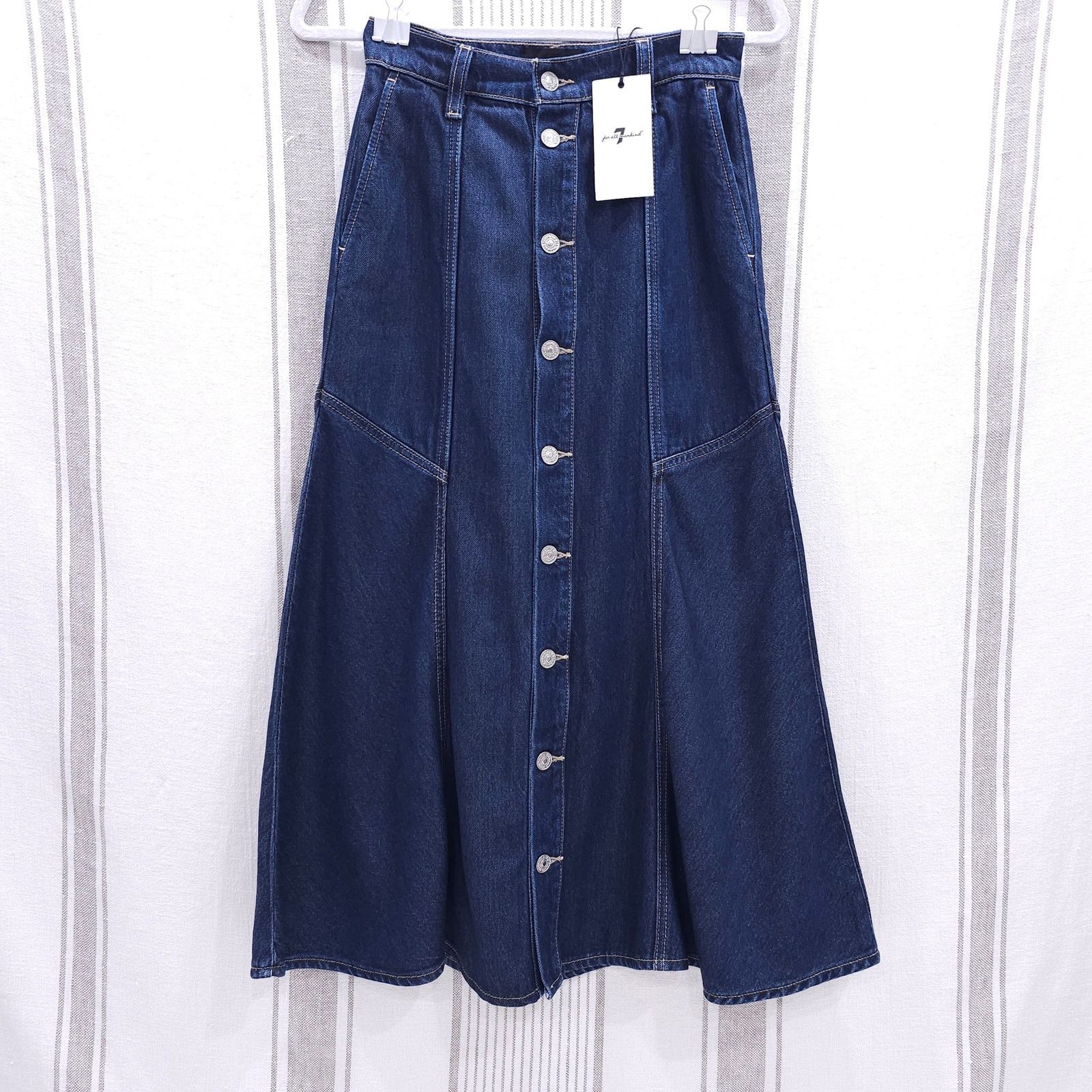 image of NWT - 7 For All Mankind - Dark Denim Maxi Skirt Sz. 24 in Blue, Women's
