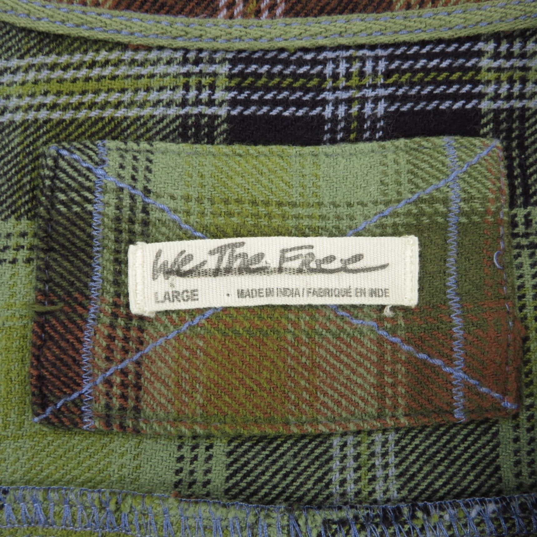 Vintage We The Free Top Womens Large Olive Plaid Oversized Cargo Snap Shacket Cozy Camp Size L / US 10 / IT 46 - 5 Thumbnail