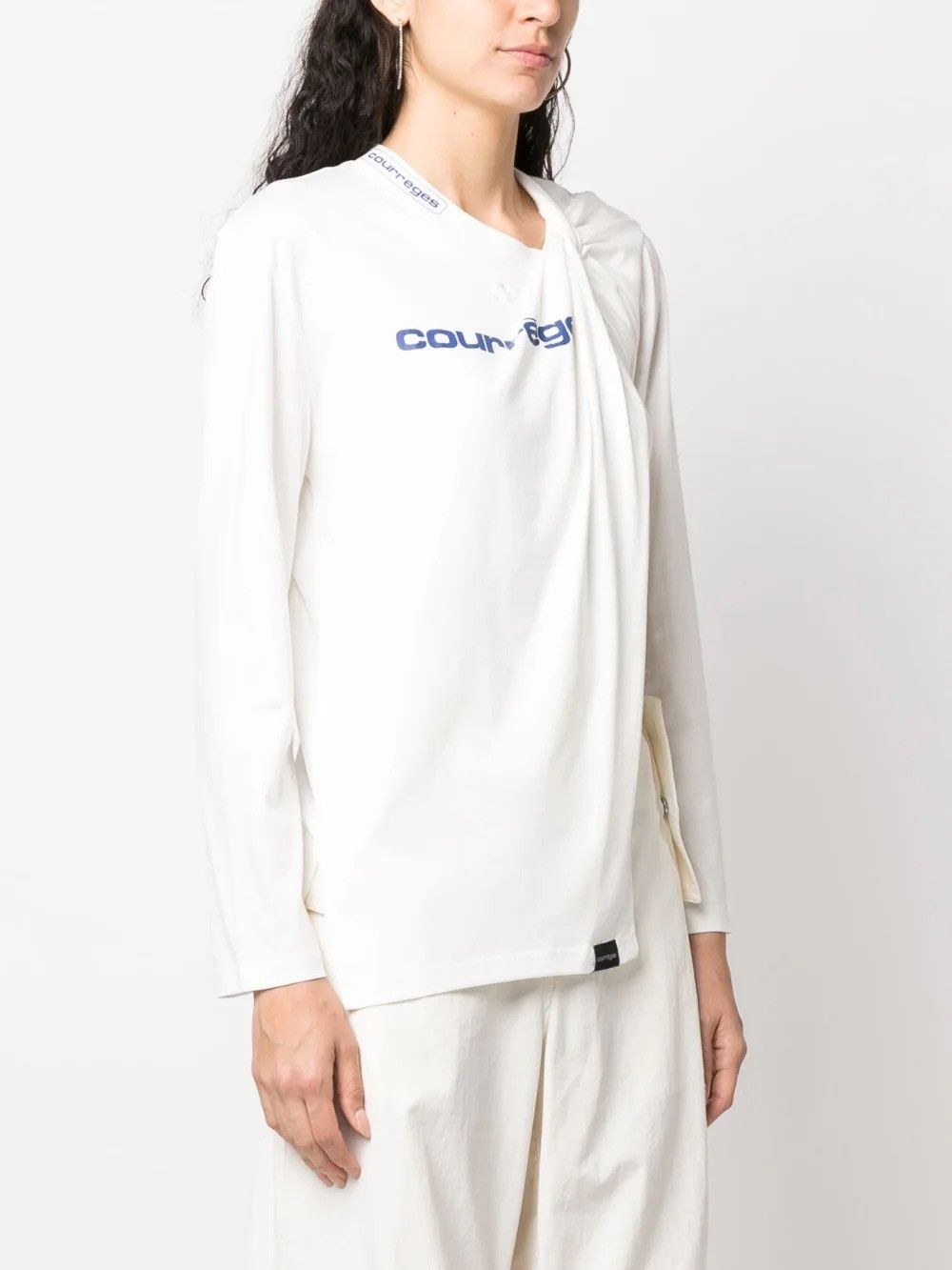 Courreges o1mle1224 Long Sleeve T-Shirts in White Size L / US 10 / IT 46 - 2 Thumbnail