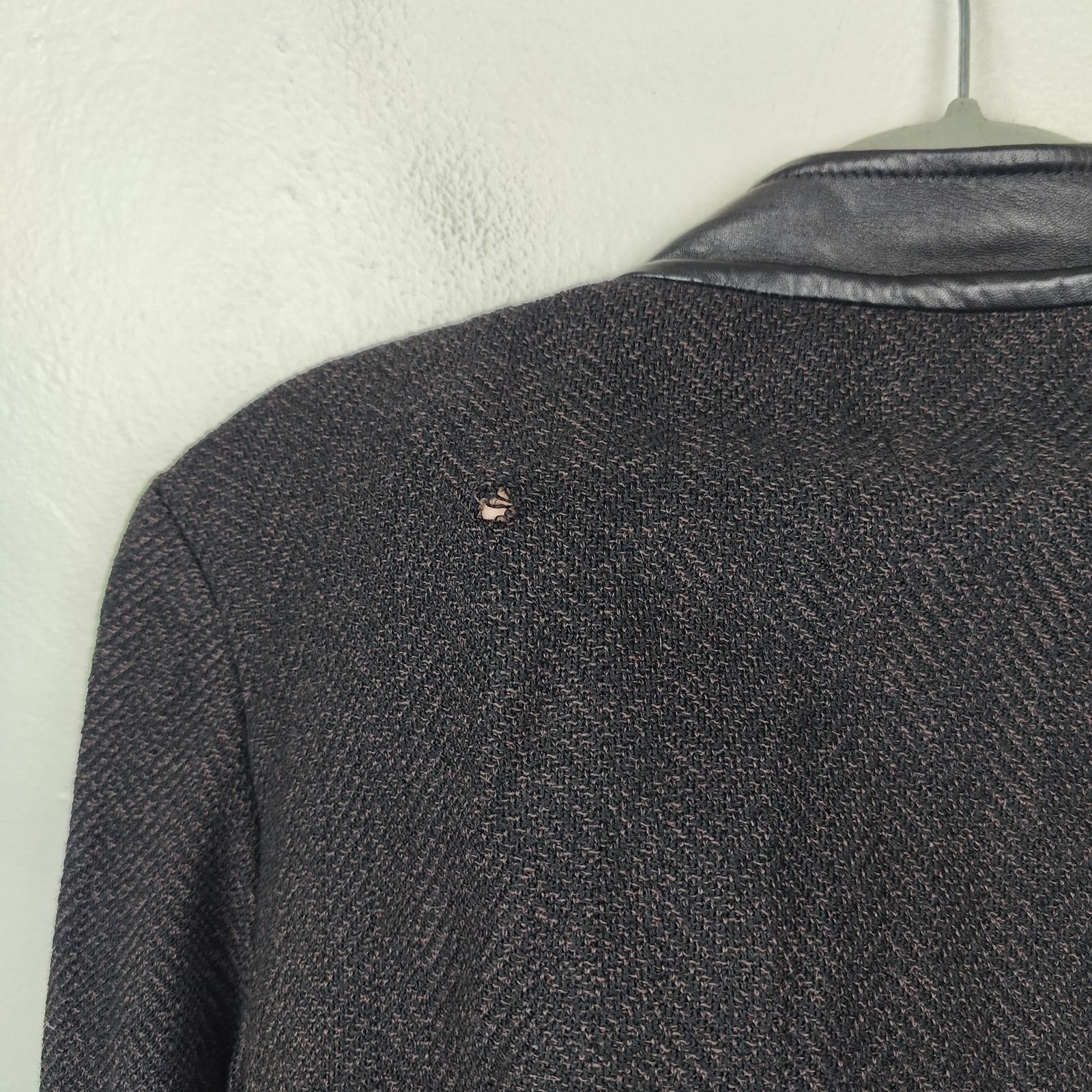 Other St John Knit Blazer Size 12 Black Herringbone Leather Trim Size XL / US 12-14 / IT 48-50 - 7 Thumbnail