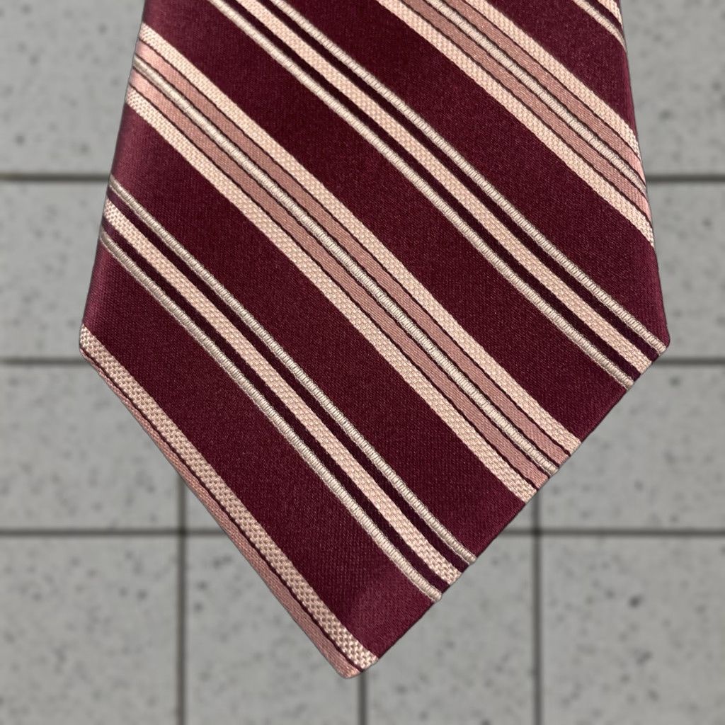 Michael Kors VINTAGE Michael Kors Tie 100% Silk Red Pink Exec Striped Necktie Made USA 3x60 Mens Size ONE SIZE - 1 Thumbnail