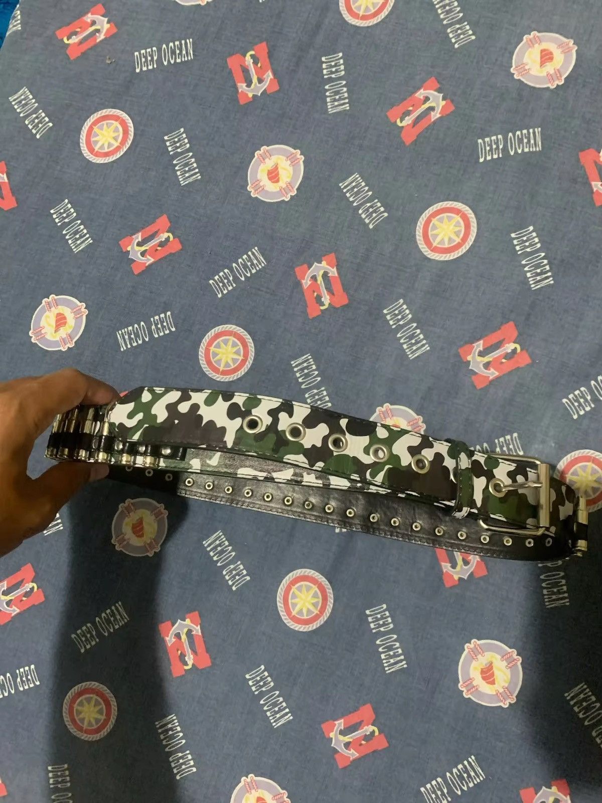 Japanese Brand Green Camo Bullet Pu Leather belt Size ONE SIZE - 3 Thumbnail