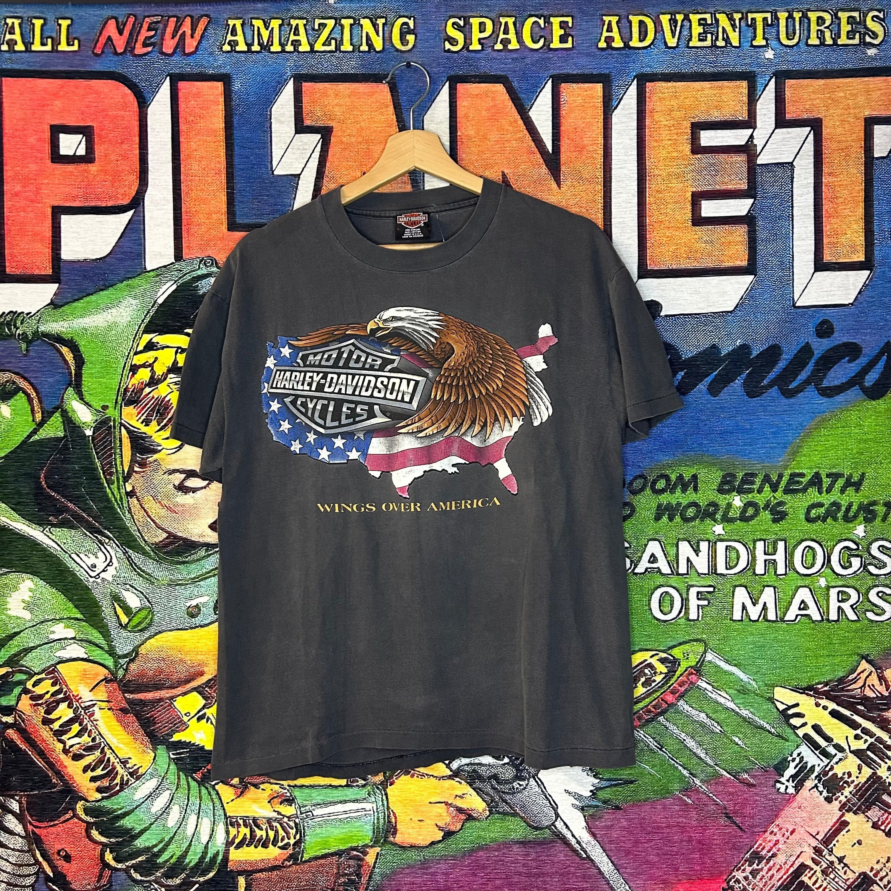 Harley Davidson × Vintage Vintage 90s Harley Davidson Wings Over America Tee Size Larg Size US L / EU 52-54 / 3 - 1 Thumbnail