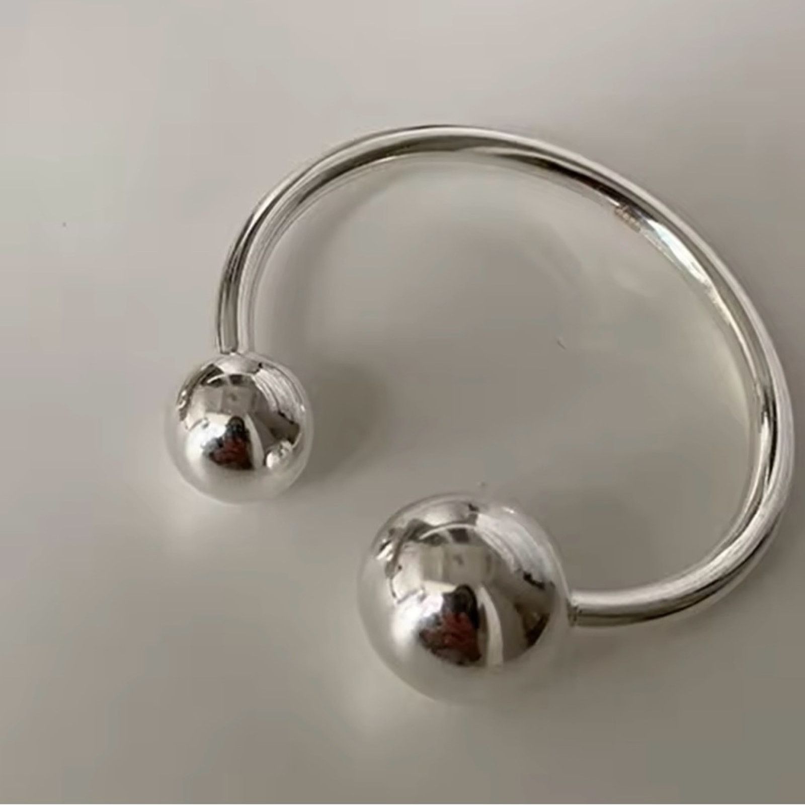 Other Sterling Silver Ball End Cuff Bracelet Size ONE SIZE - 3 Thumbnail