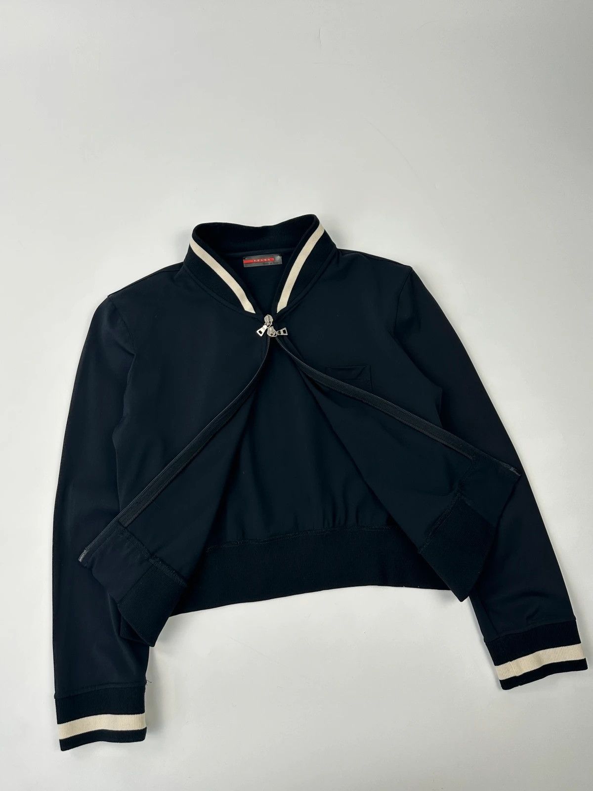 Prada Prada Sport SS2003 Dark Navy Crop Track Jacket Size M / US 6-8 / IT 42-44 - 3 Thumbnail