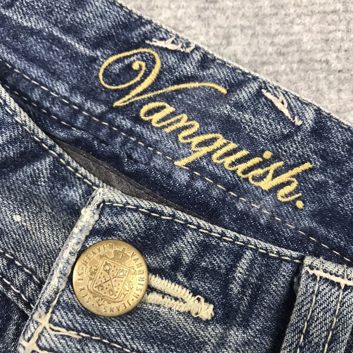 Designer × Japanese Brand FLARE🔥VANQUISH DISTRESSED BOOTCUT PAINTED DENIM PANTS 145 Size US 30 / EU 46 - 10 Thumbnail