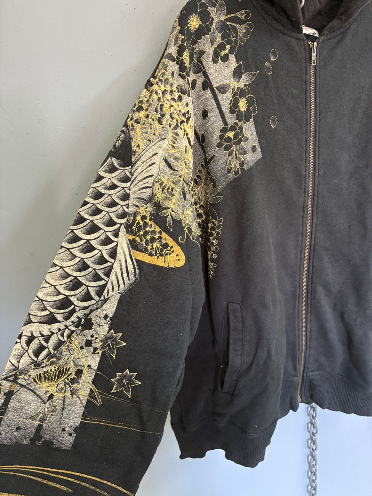 Japanese Brand Vintage Karakuri Tamashii Sulajan koi fish zip up hoodie Size US XL / EU 56 / 4 - 5 Thumbnail