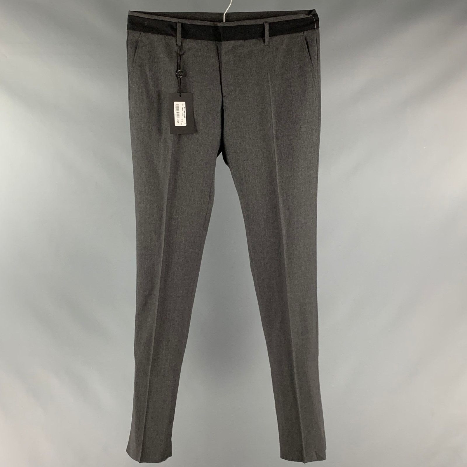 Viktor & Rolf VIKTOR & ROLF Grey Black Solid Wool Zip Fly Dress Pants Size US 38 / EU 54 - 1 Thumbnail