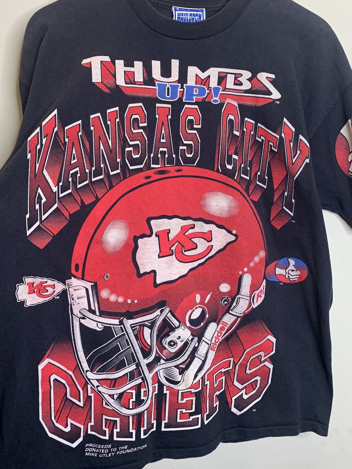 NFL × Vintage *RARE* Vintage Thumbs Up Kansas City Chiefs Charity T-Shirt Size US XL / EU 56 / 4 - 2 Thumbnail