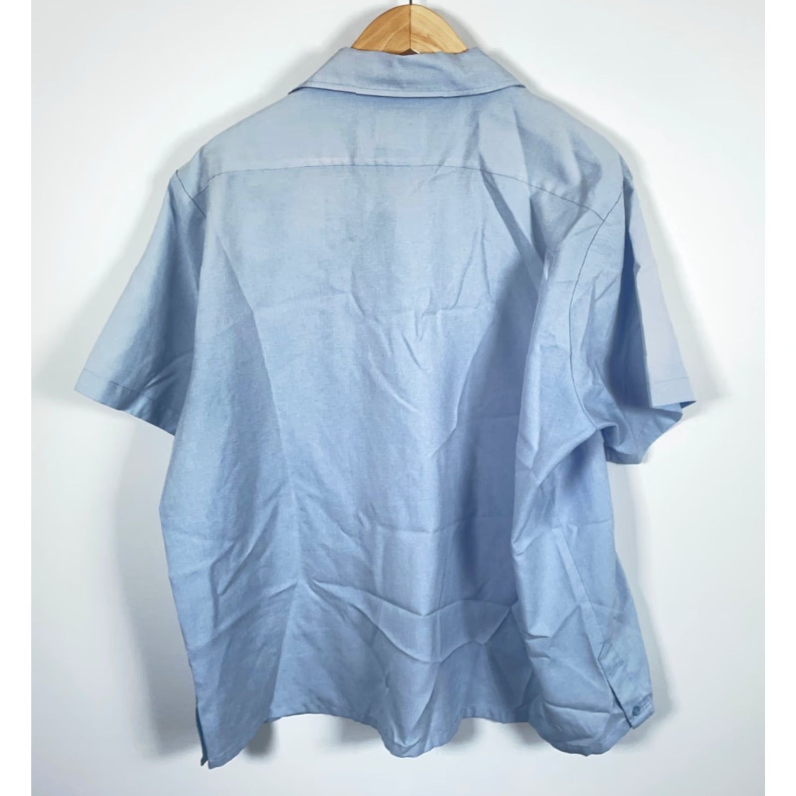 Haband VINTAGE Haband 90s Guayabera Pleated Shirt 4 Pocket Blue Geometric Pattern Button-Up Short Sleeve Adult 2X Men Mens Retro Size US XXL / EU 58 / 5 - 2 Thumbnail