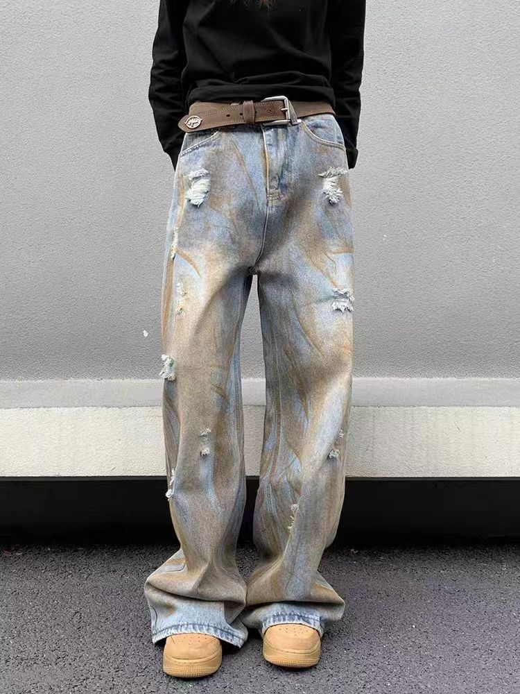 Retro street grunge micro-flared jeans