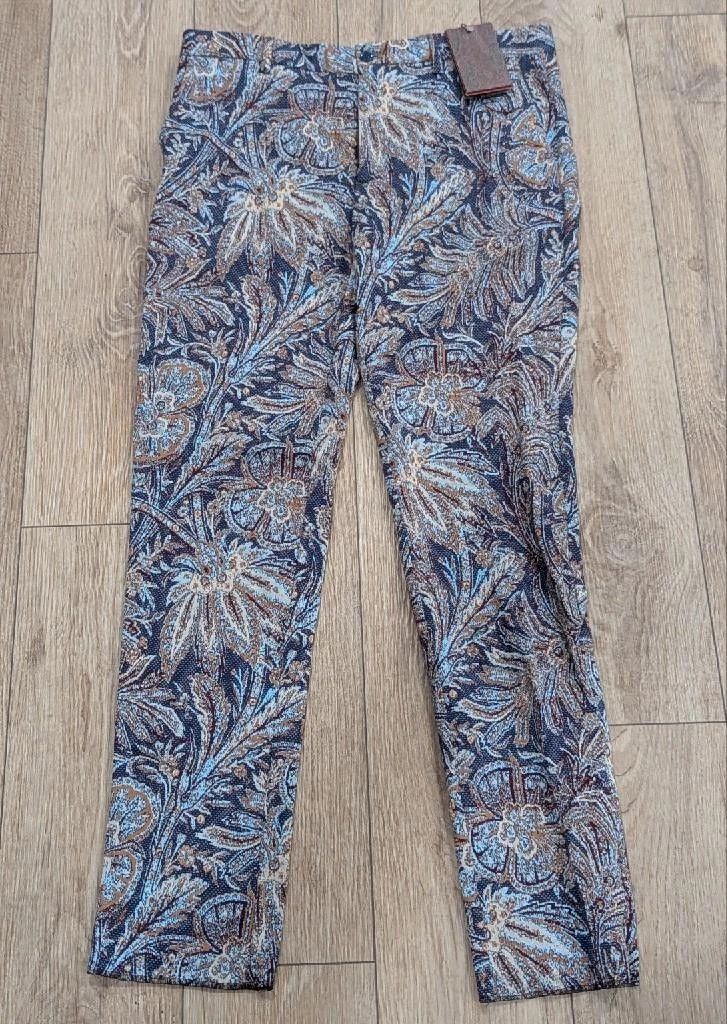 Etro ETRO Floral Print Trousers Navy/Brown 50 US 34 Size US 34 / EU 50 - 1 Thumbnail