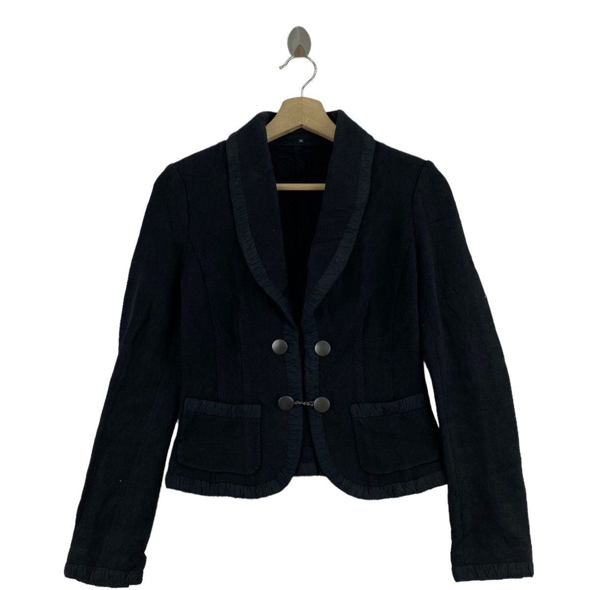 Japanese Brand FRAGILE Japanese Brand Big Button Black Coat Jacket Size S / US 4 / IT 40 - 1 Thumbnail