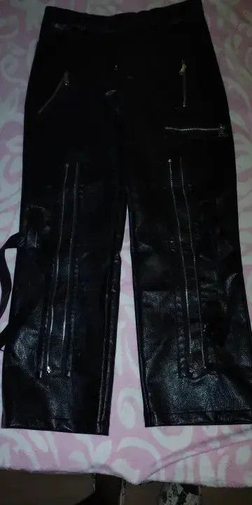 Other Pu Leather Pants with Zippers Belt Size US 30 / EU 46 - 3 Thumbnail