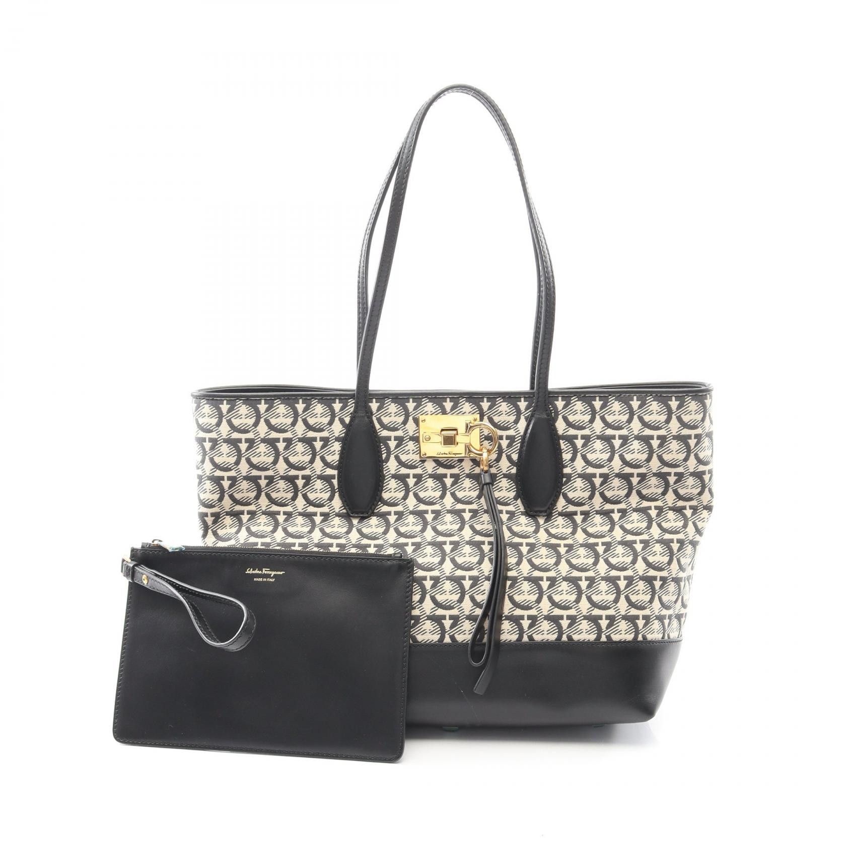 Salvatore Ferragamo Salvatore Ferragamo Salvatore Ferragamo Canvas Leather Tote Bag Textile Tote Bag 21H663 DUTY FREE for USA Size ONE SIZE - 1 Thumbnail
