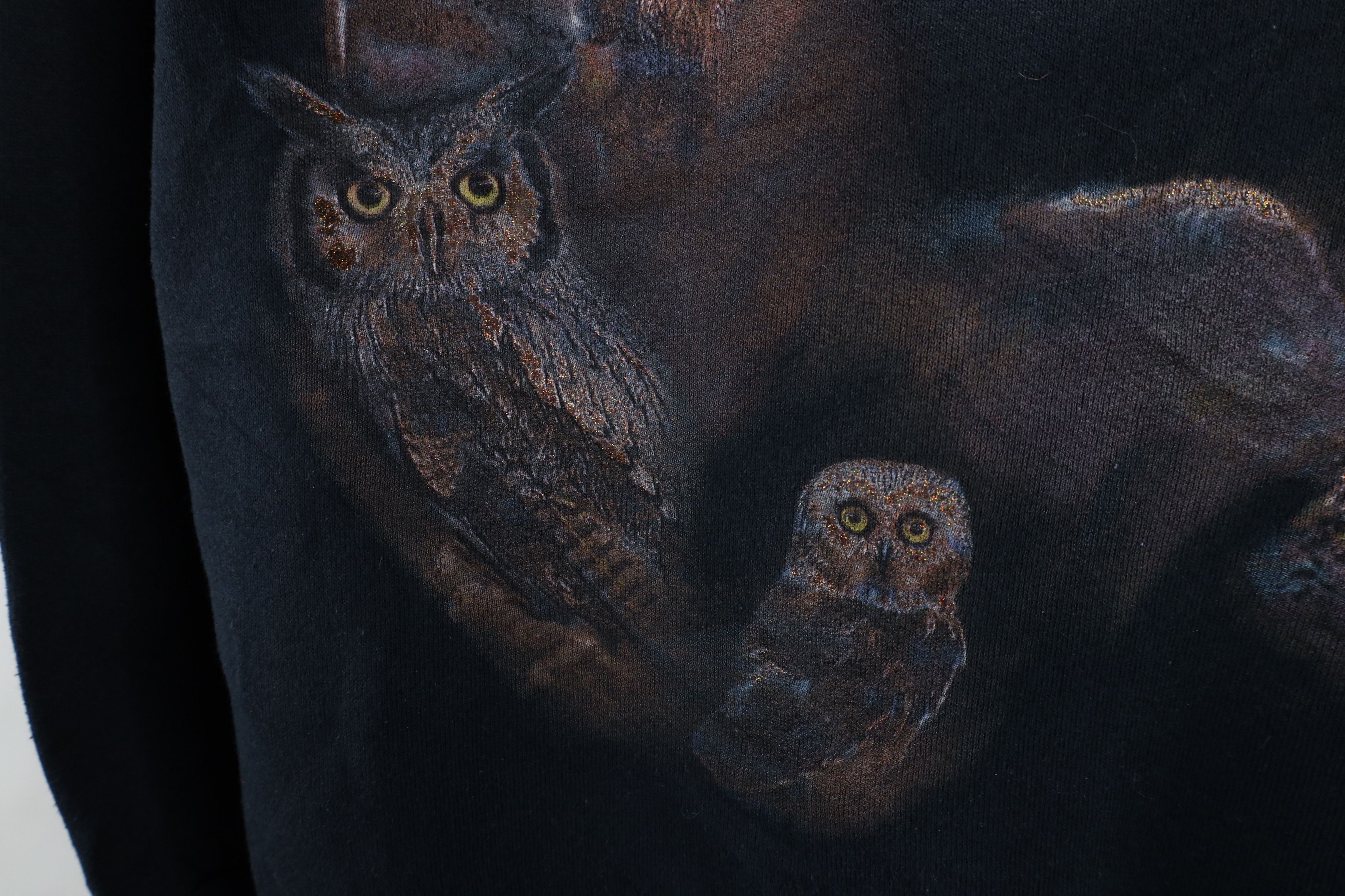 Vintage Vintage 90s Streetwear Owl Crewneck Sweatshirt Black Size US L / EU 52-54 / 3 - 5 Thumbnail