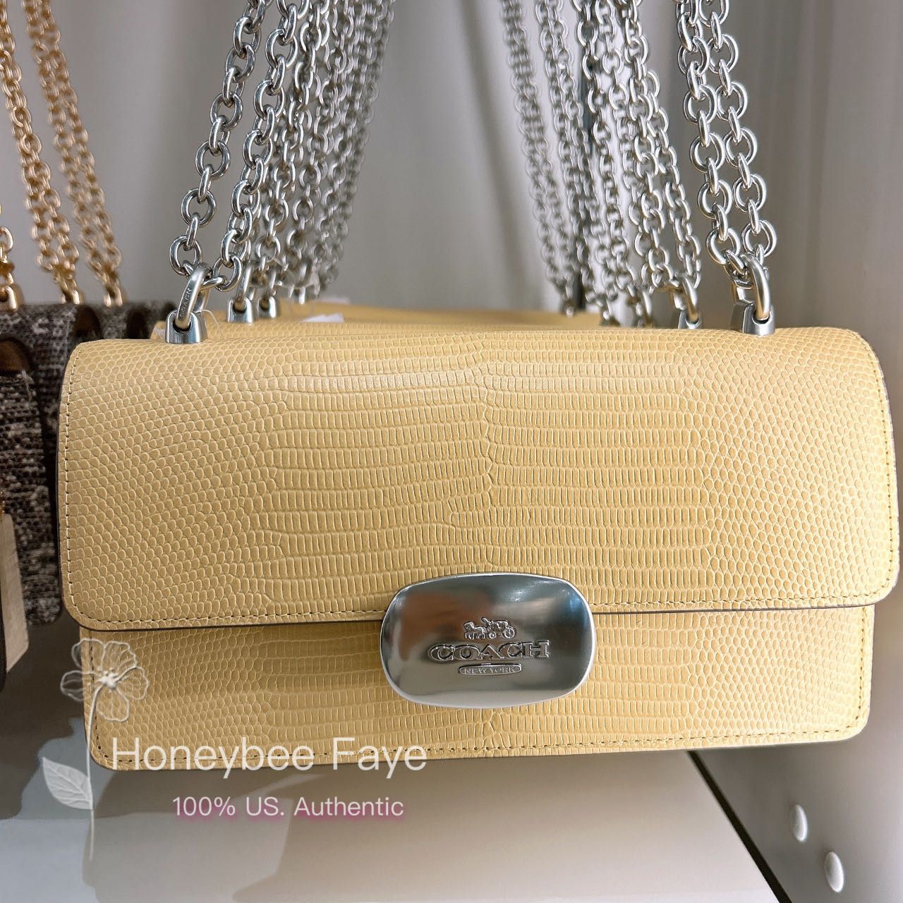 image of Coach Eliza Flap Crossbody in Silver/Hay, Women's