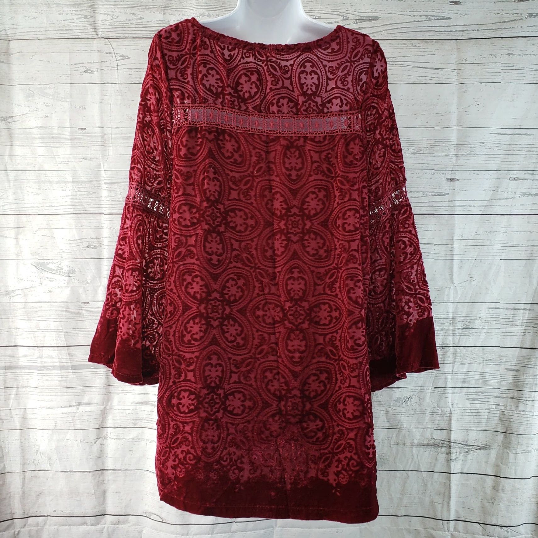 Vintage **Clover + Scout Women's Large Red Long Sleeve Tunic Top** User: **Clover + Scout Women's Large Red Tunic Top** Size L / US 10 / IT 46 - 4 Thumbnail