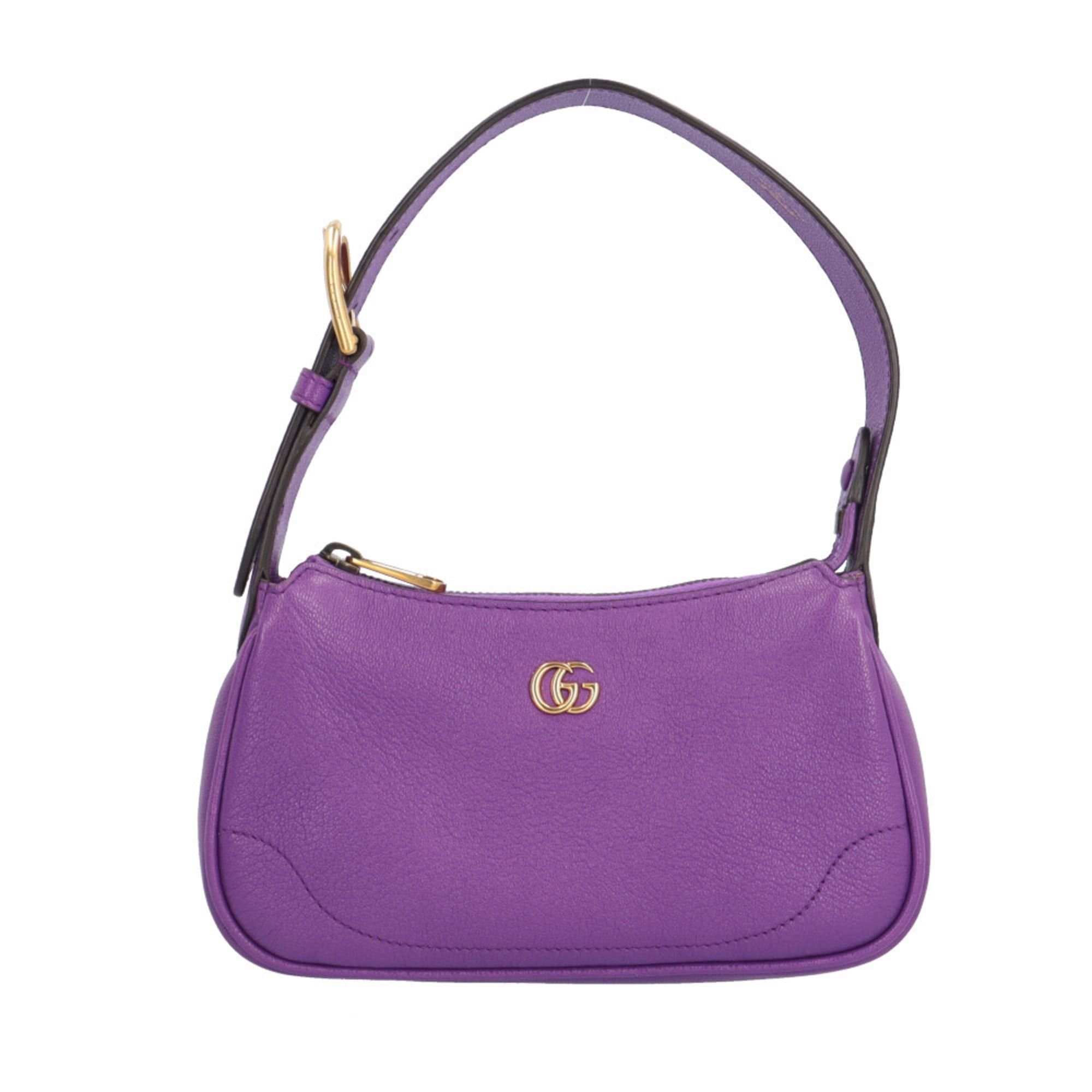 Gucci Gucci Aphrodite Mini GG Marmont Handbag, Leather 739076, Purple, Women's, Pre-owned. Size ONE SIZE - 1 Thumbnail