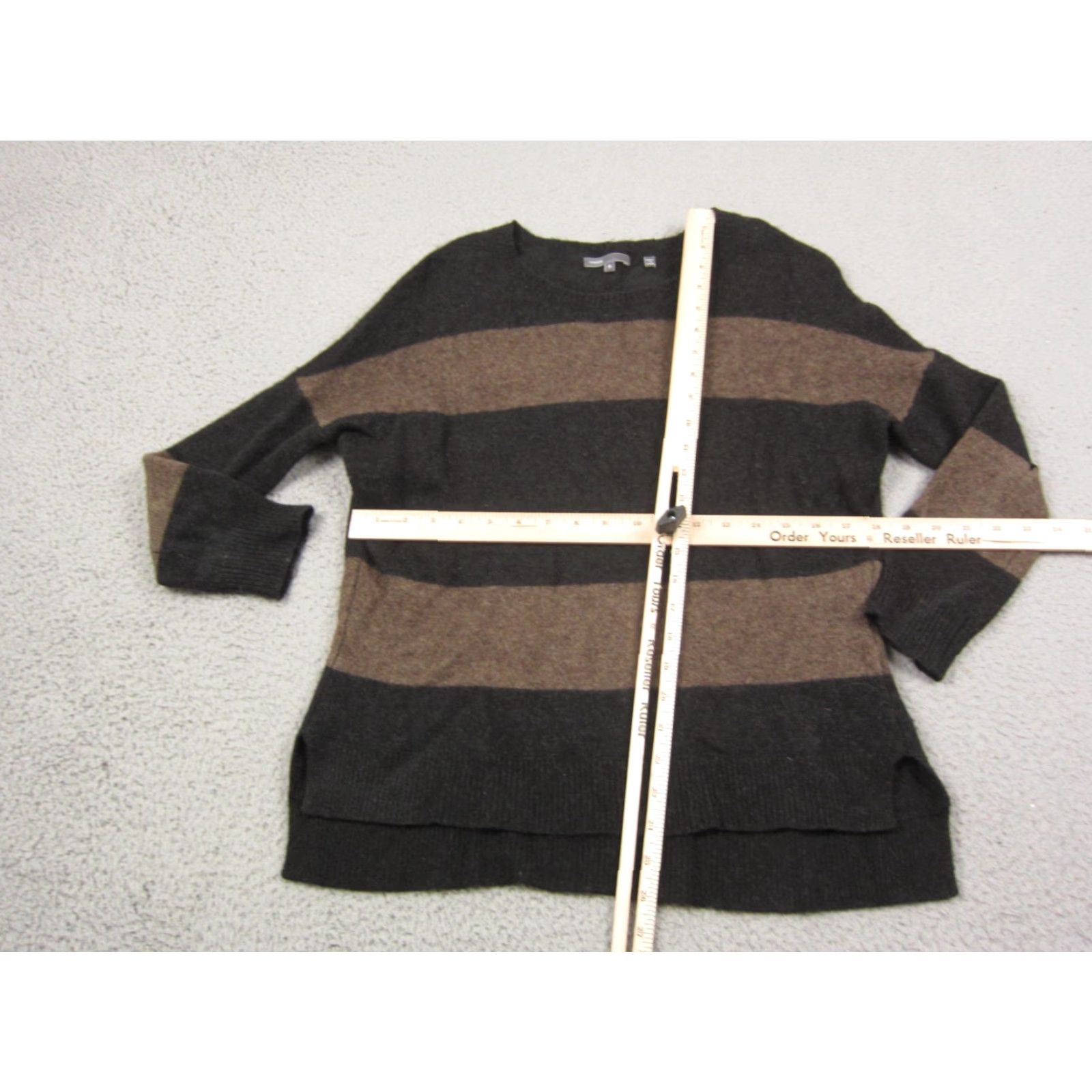 Vince Vince Sweater Womens Small Brown Striped Wool Yak Knit Pullover Size S / US 4 / IT 40 - 5 Thumbnail