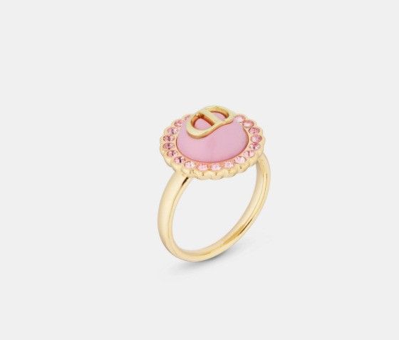 Dior o1w1db11224 Size: OS / Petit CD Baroque Ring in Gold & Pink Size ONE SIZE - 1 Thumbnail