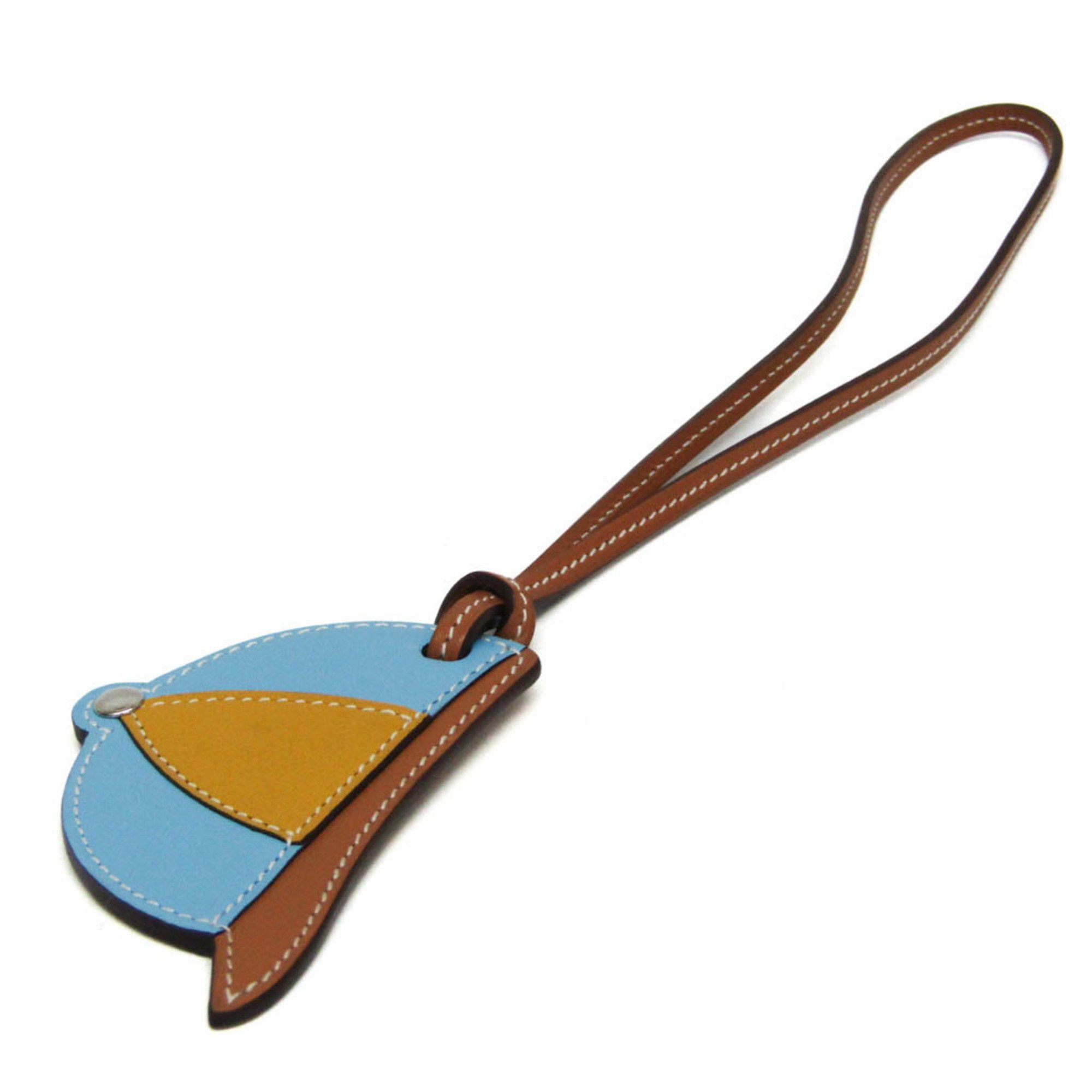 image of Hermes Paddock Bomb Bag Charm Keyring (Blue,gold,yellow), Women's