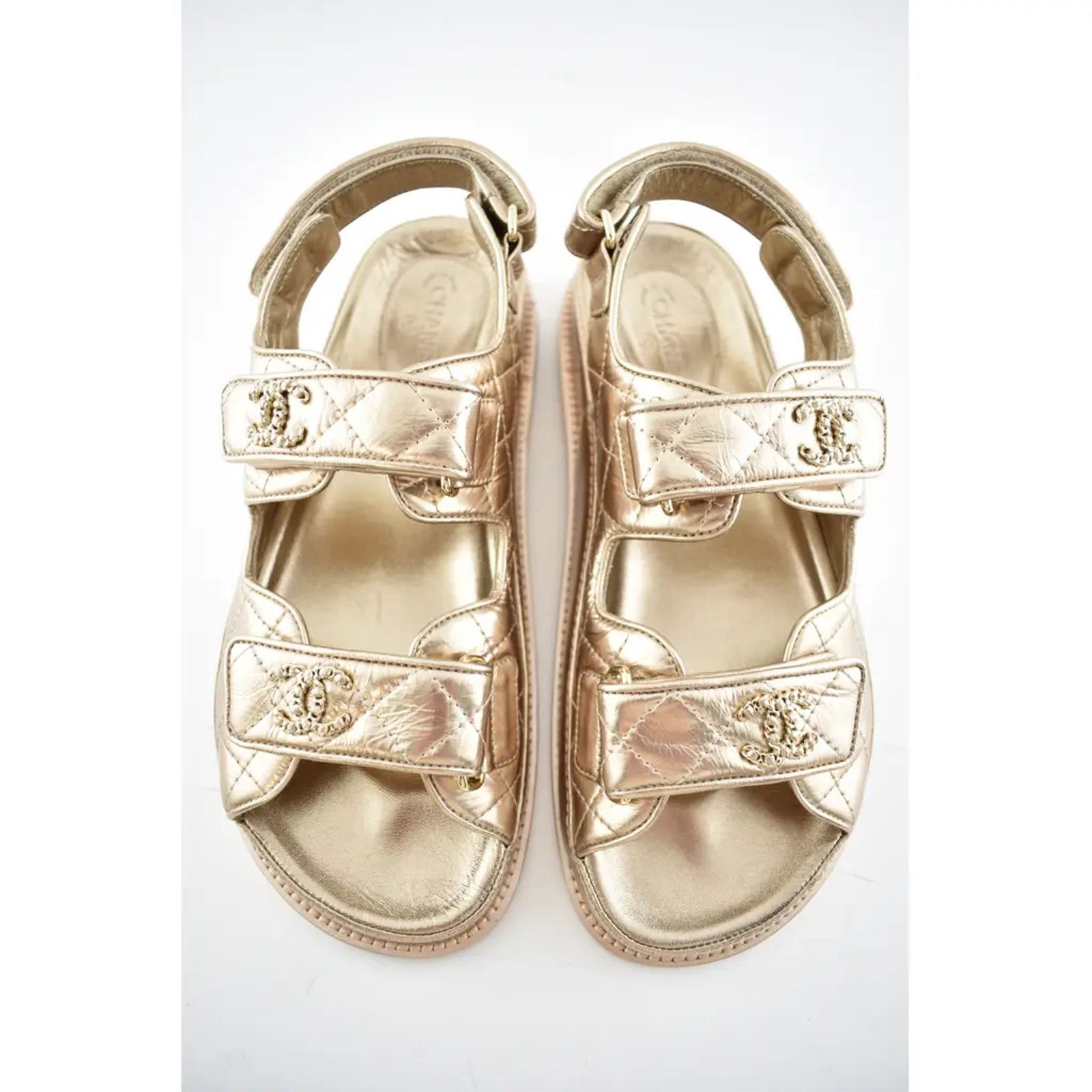 Chanel Chanel 21C Bronze Quilted Chain CC Logo Mule Slide Strap Size US 7 / IT 37 - 7 Thumbnail