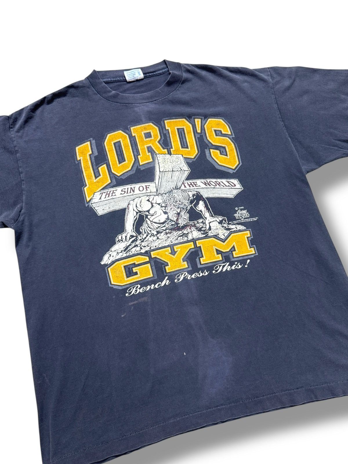 Vintage *RARE* VINTAGE 1990 90s LORD’S GYM GOD BODYBUILDING T-SHIRT Size US XXL / EU 58 / 5 - 2 Thumbnail