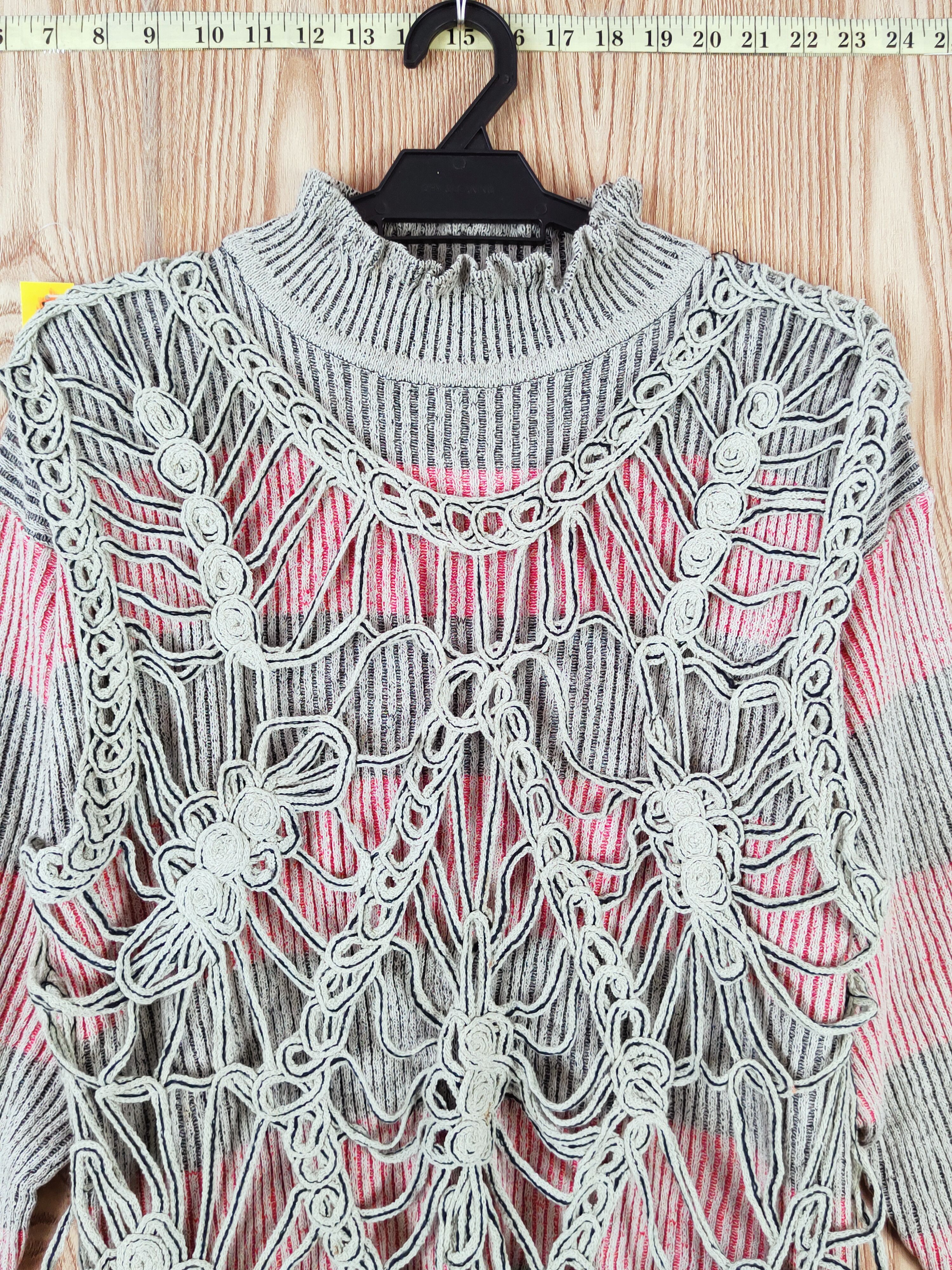 Vintage DL Peeress Mesh Net Striped Knit Like Kurt Cobain #W743 Size M / US 6-8 / IT 42-44 - 2 Thumbnail