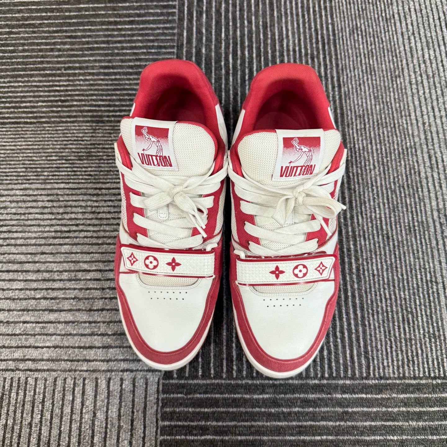 Louis Vuitton LV Trainer White Red Velcro 9/10 US8 Size US 8 / EU 41 - 4 Thumbnail