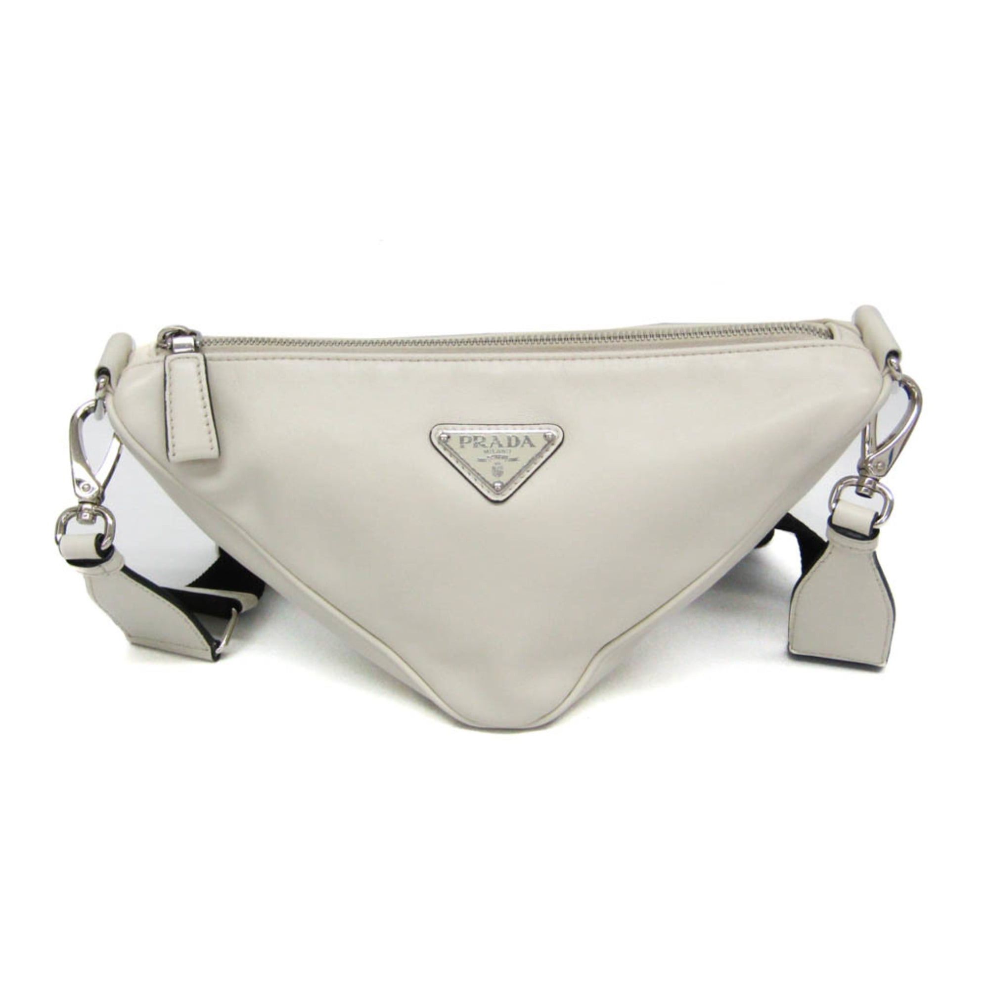 Prada Prada Triangle Shoulder Bag 2VH155 Men,Women Leather Shoulder Bag White Size ONE SIZE - 1 Thumbnail