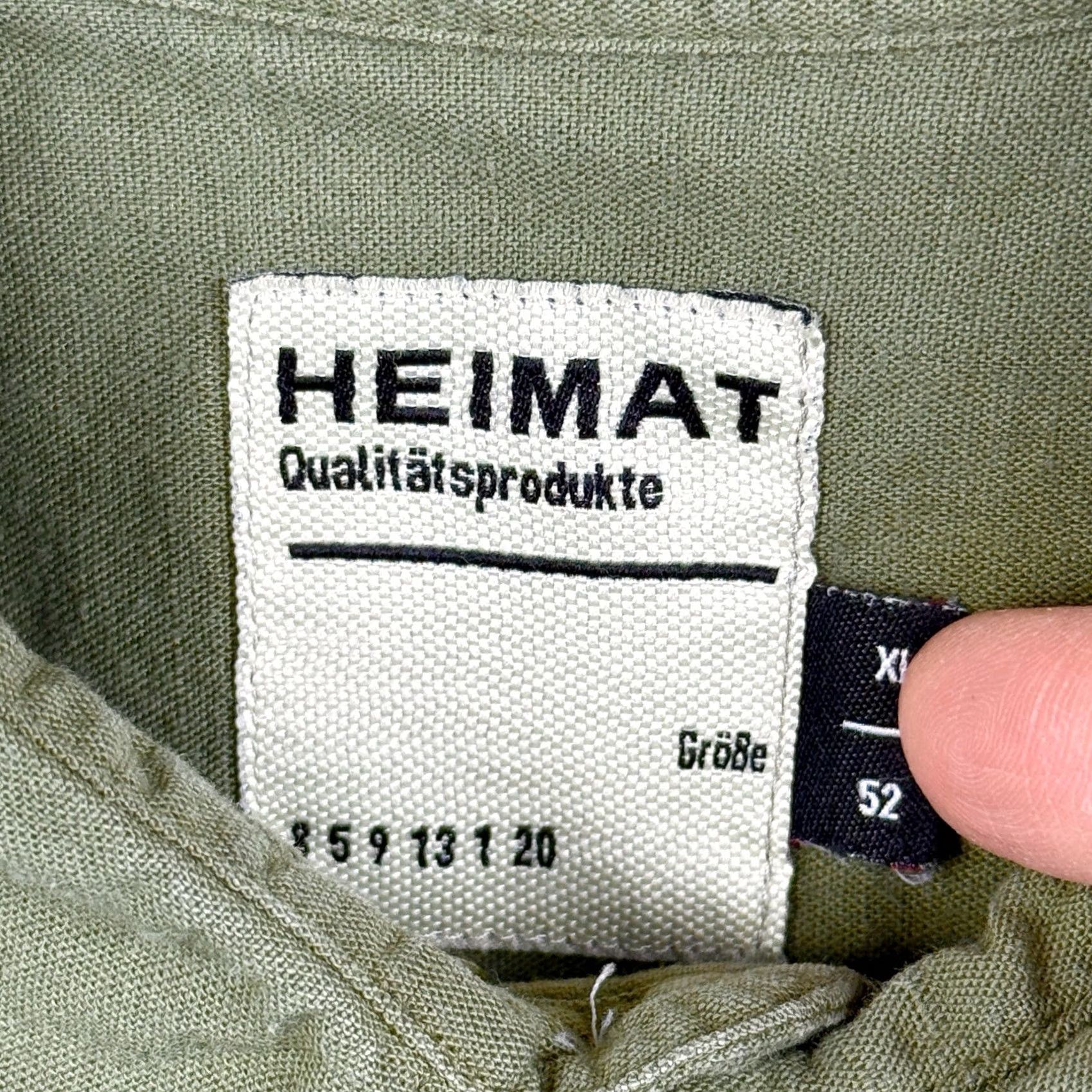 Vintage Heimat Textil Shirt Button-Up XL 52 Mens Green Cotton Hemp Long Sleeve Army Casual Training Size US XL / EU 56 / 4 - 5 Thumbnail