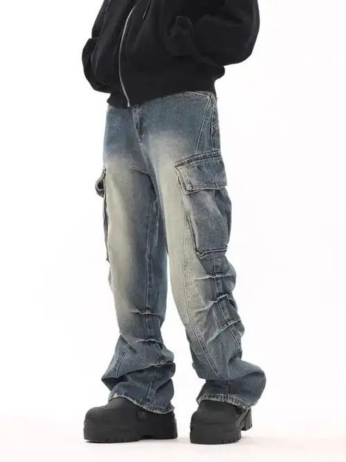 Jean Vintage washed distressed side pocket rare jeans Size US 32 / EU 48 - 2 Thumbnail