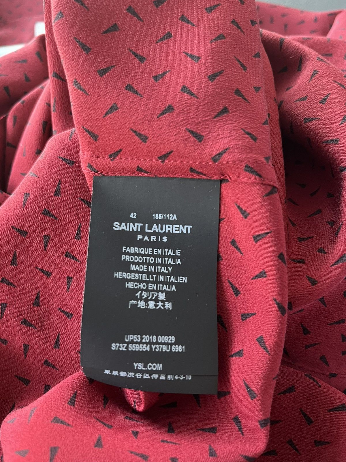Hedi Slimane × Saint Laurent Paris × Yves Saint Laurent Saint Laurent Runway $1,300 Pure Silk Chemise CDC Shirt Size US L / EU 52-54 / 3 - 18 Thumbnail